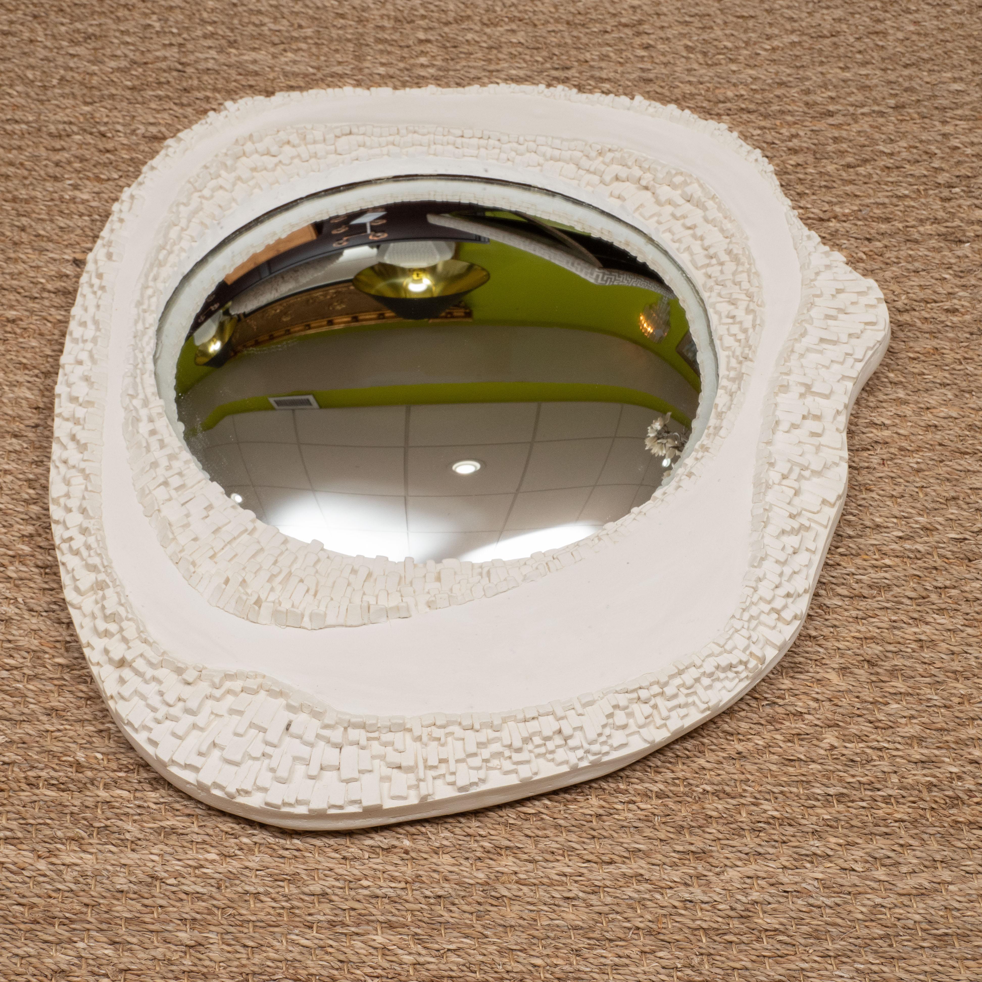 Contemporary Oval Plaster Mirror