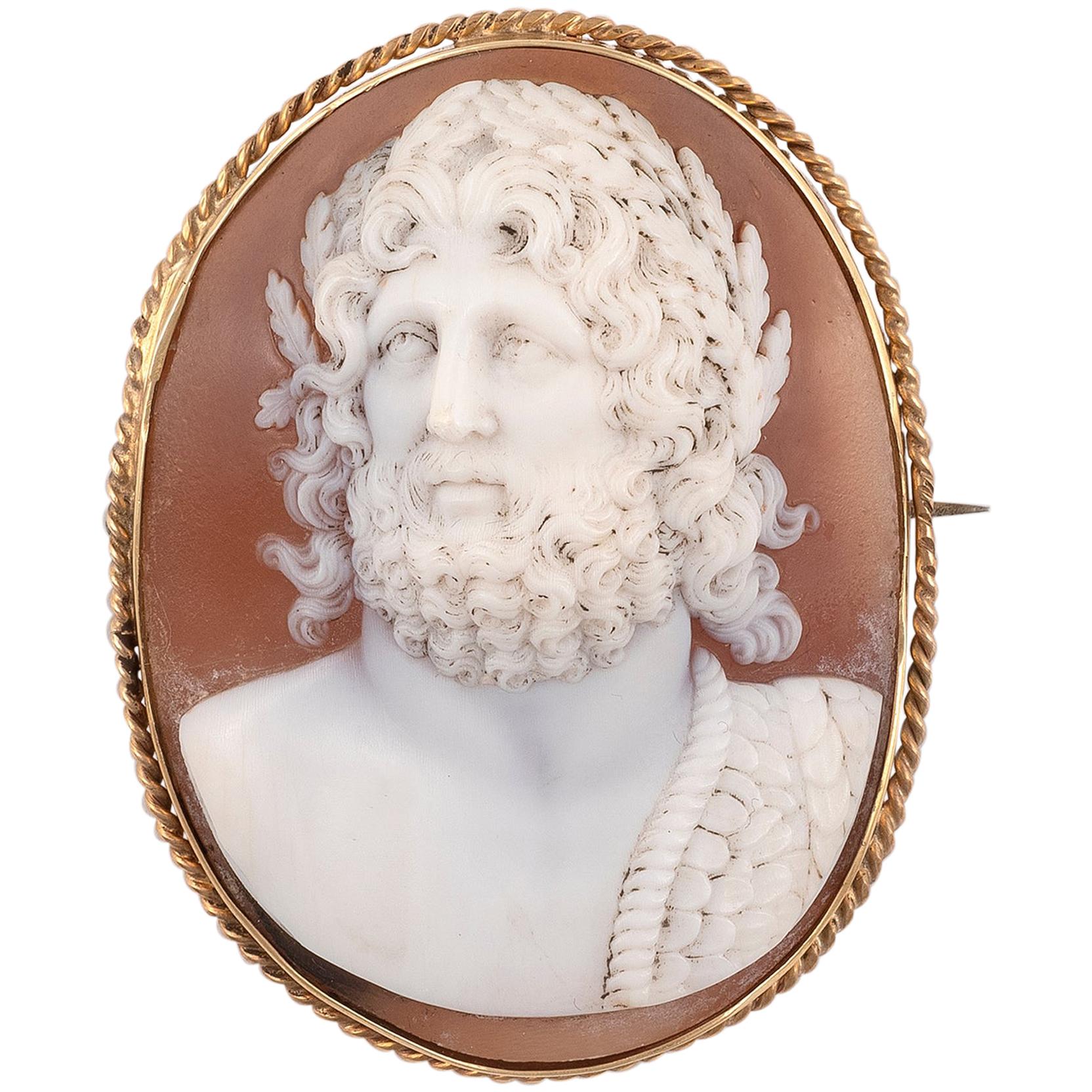 Oval Shell Cameo Brooch Late Victorian