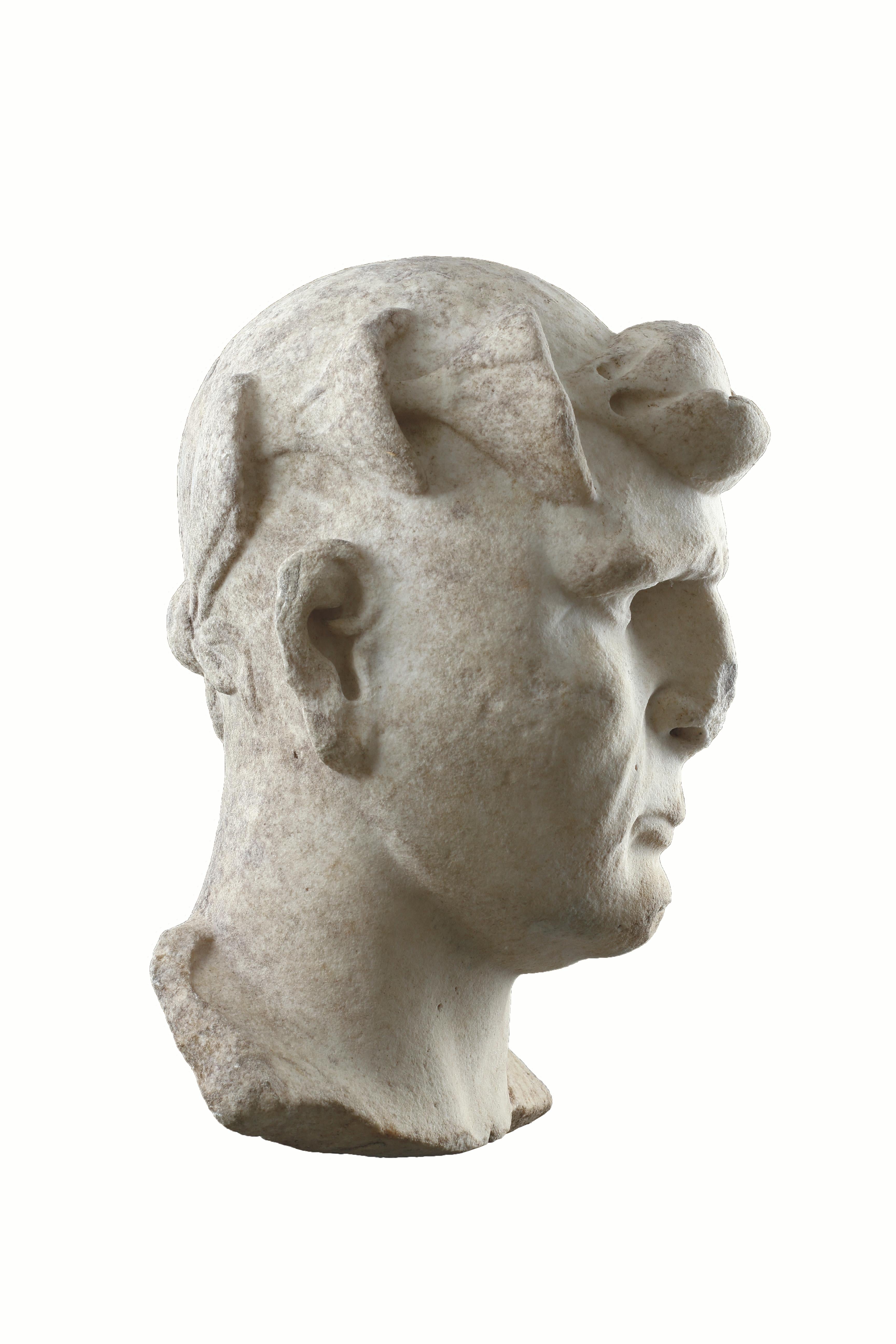 Classical Roman An Over Life-Size Powerful Roman Male Portrait Head of Constantine the Great For Sale