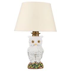 An Overscale 19th Century White Porcelain Owl Lamp