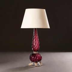 Overscale Cranberry Spiral Murano Lamp