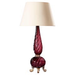 Overscale Cranberry Spiral Murano Lamp
