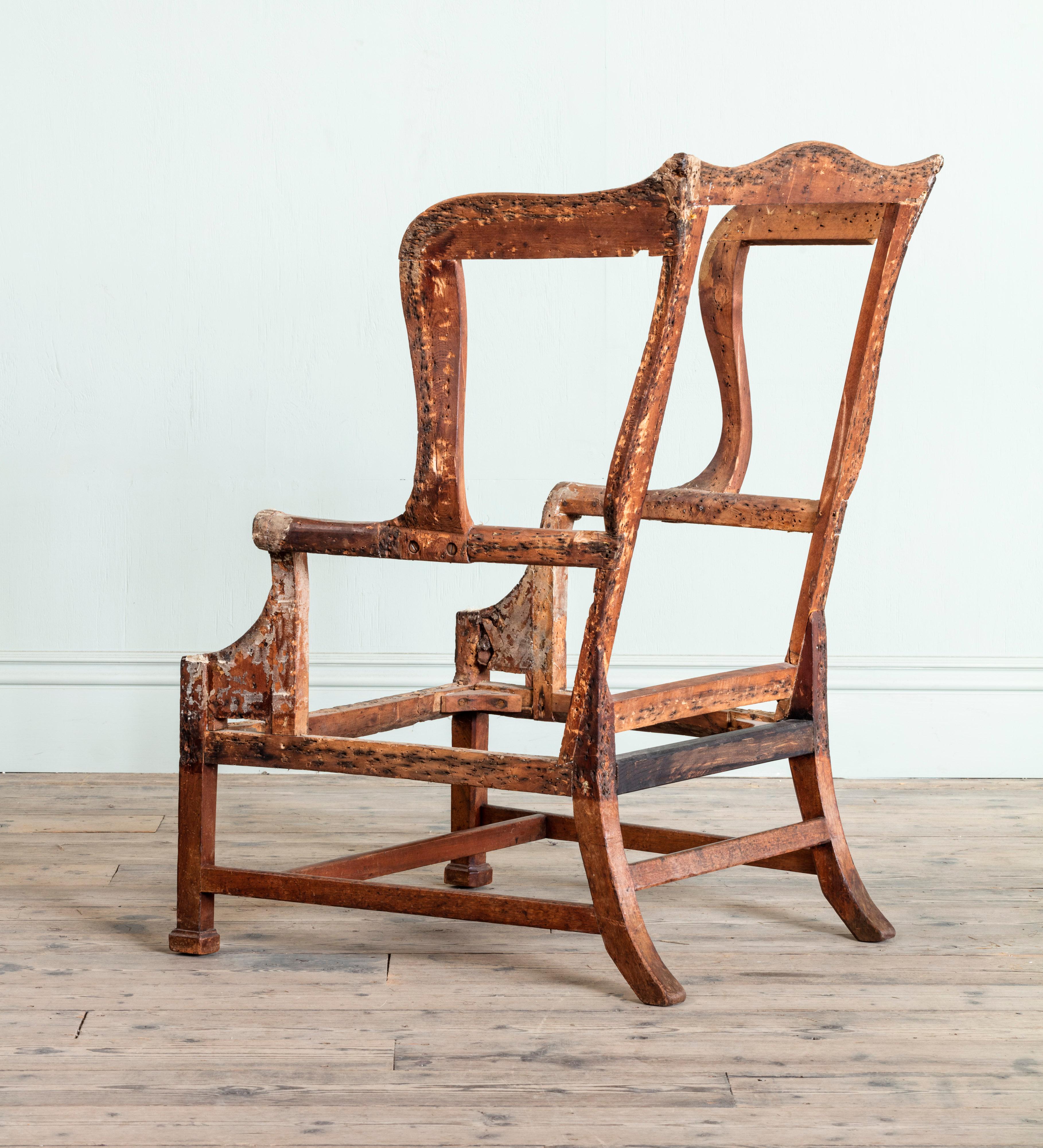 British Overscale George II Mahogany Wingback Chair