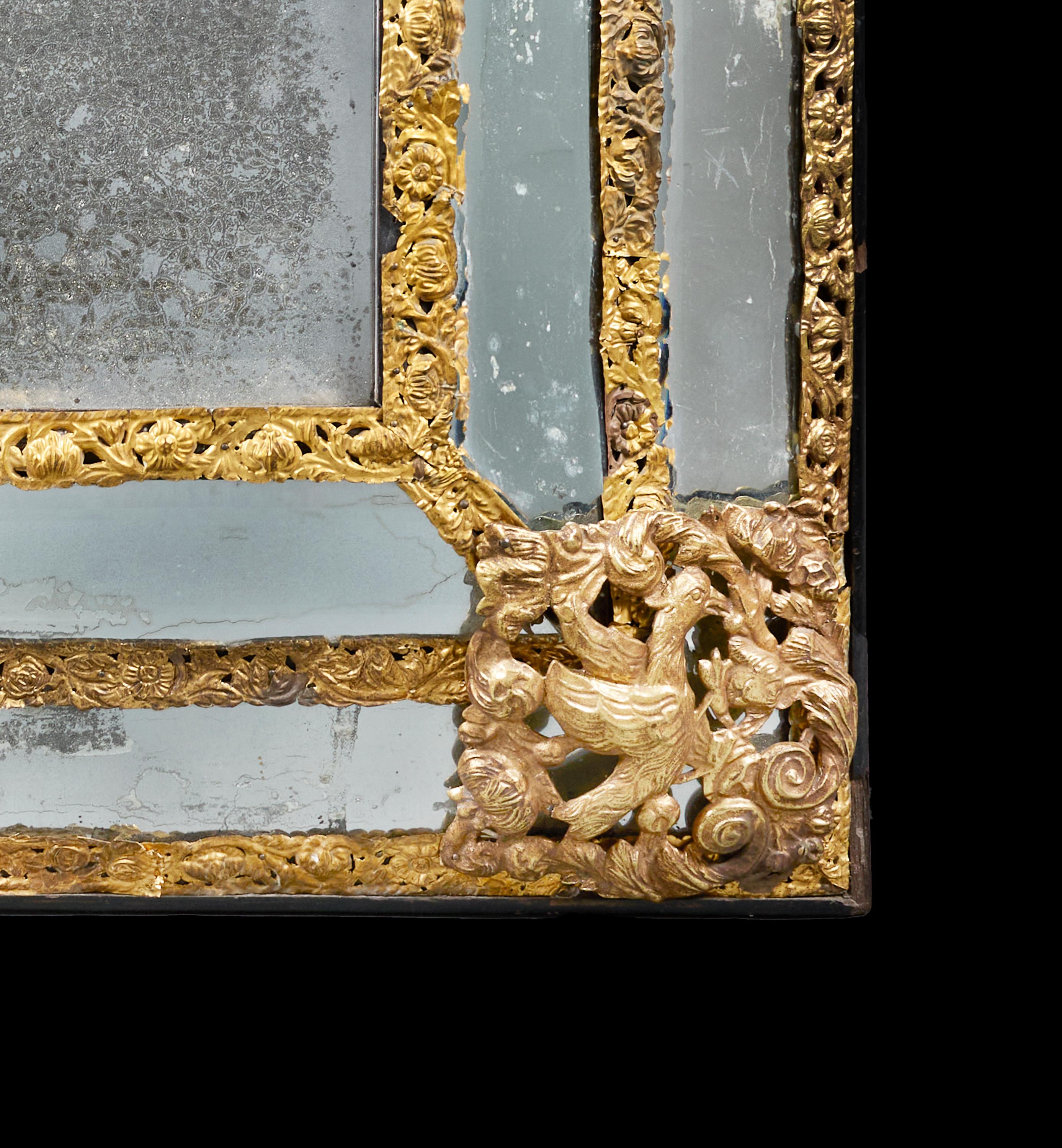 An Overscale Mid-19th Century Brass Repousse Mirror For Sale 1