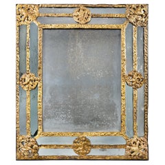 An Overscale Mid-19th Century Brass Repousse Mirror