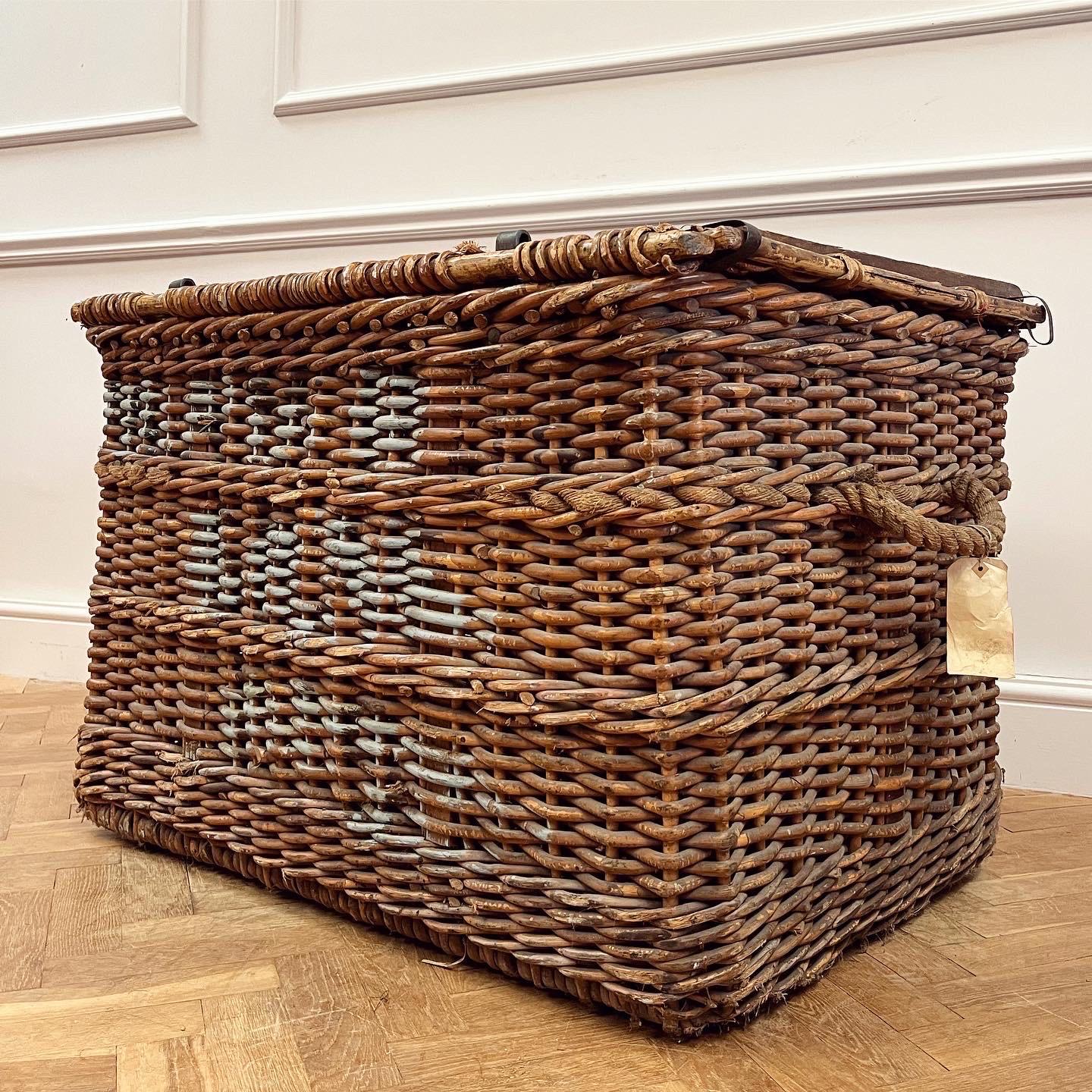 English An Overscale Nineteenth Century Wicker Log Basket For Sale