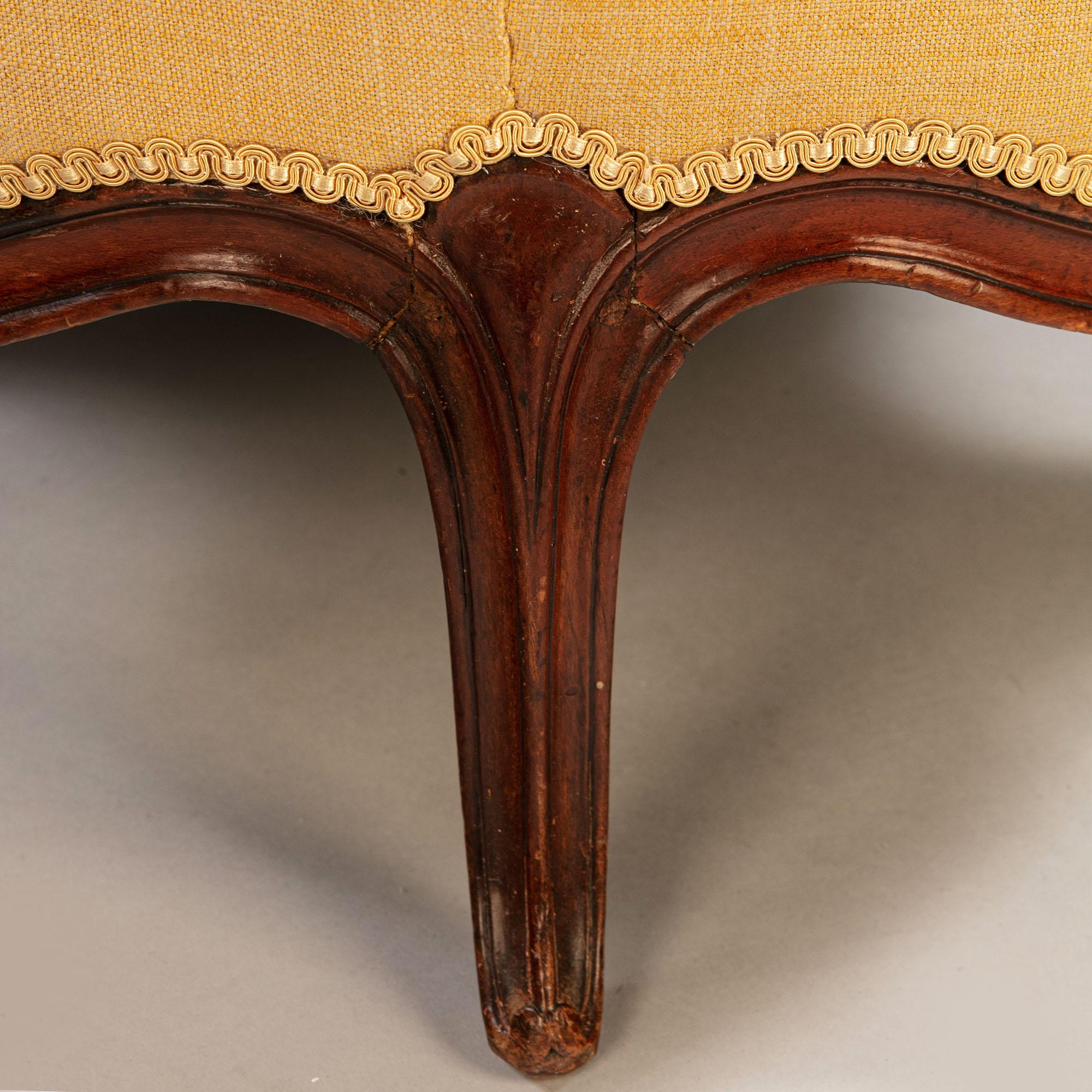 Overscale Pair of 19th Century Walnut Bergères with Linen Upholstery 4
