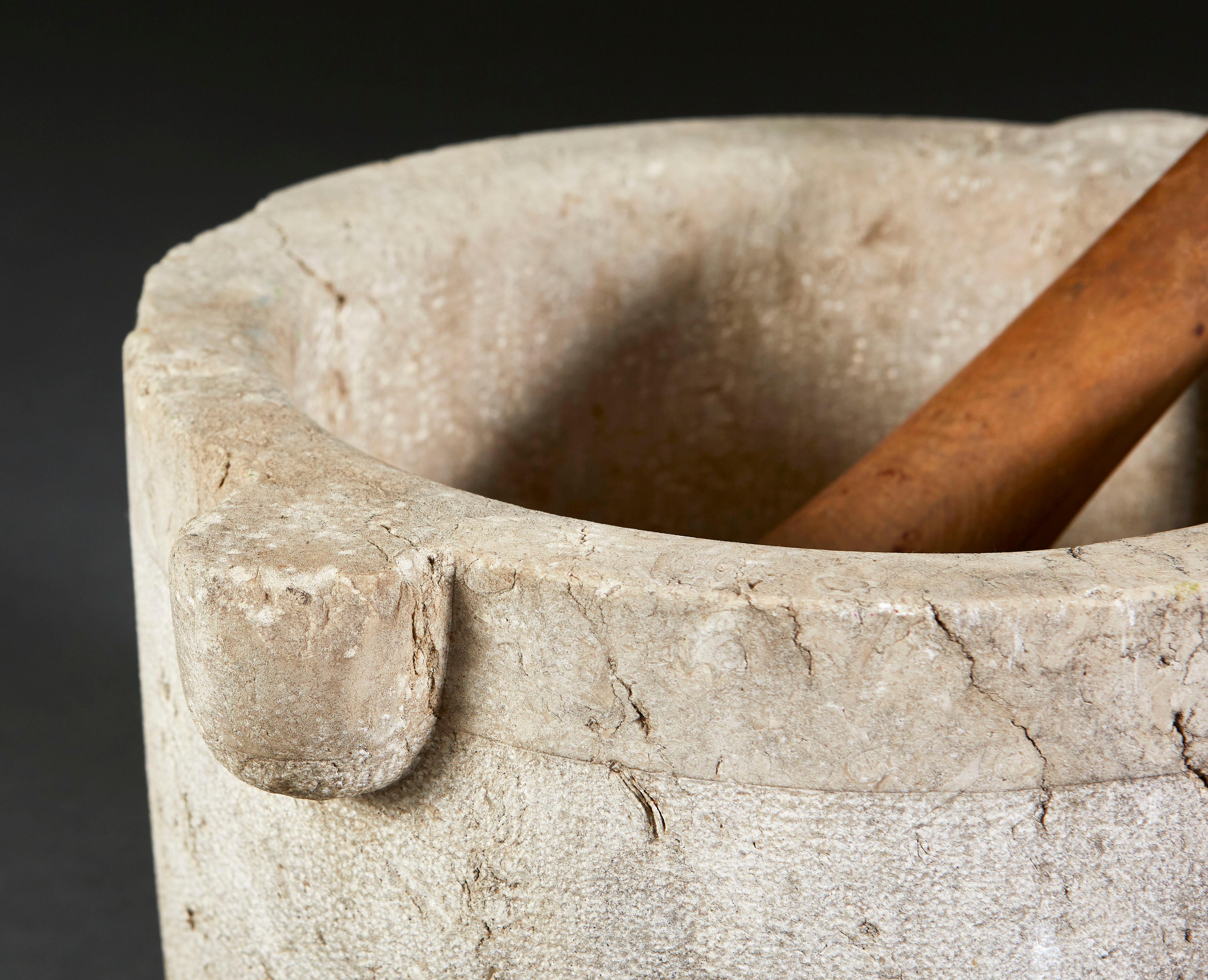 19th Century Overscale Stone Pestle and Mortar