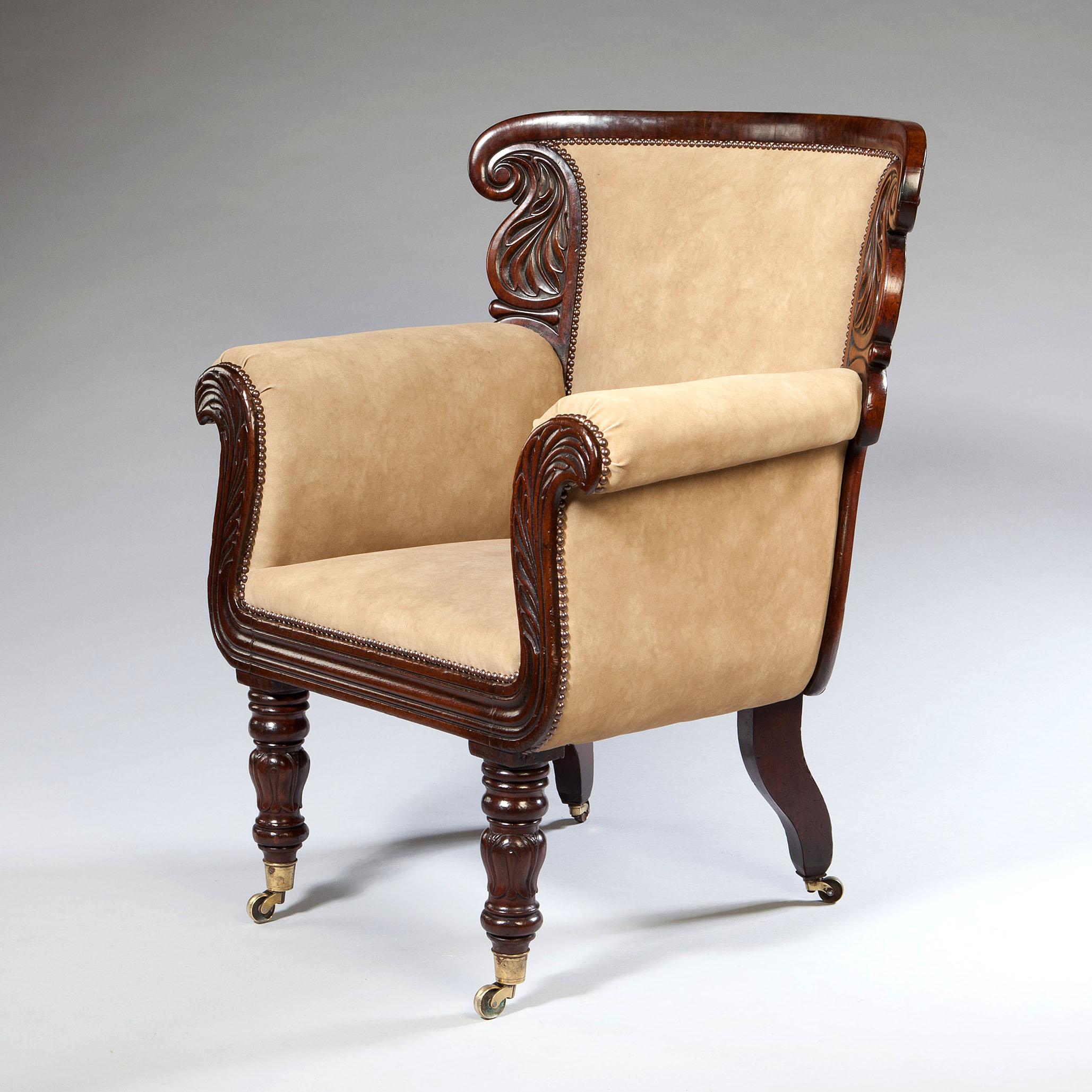 English An Overscale William IV Library Armchair For Sale