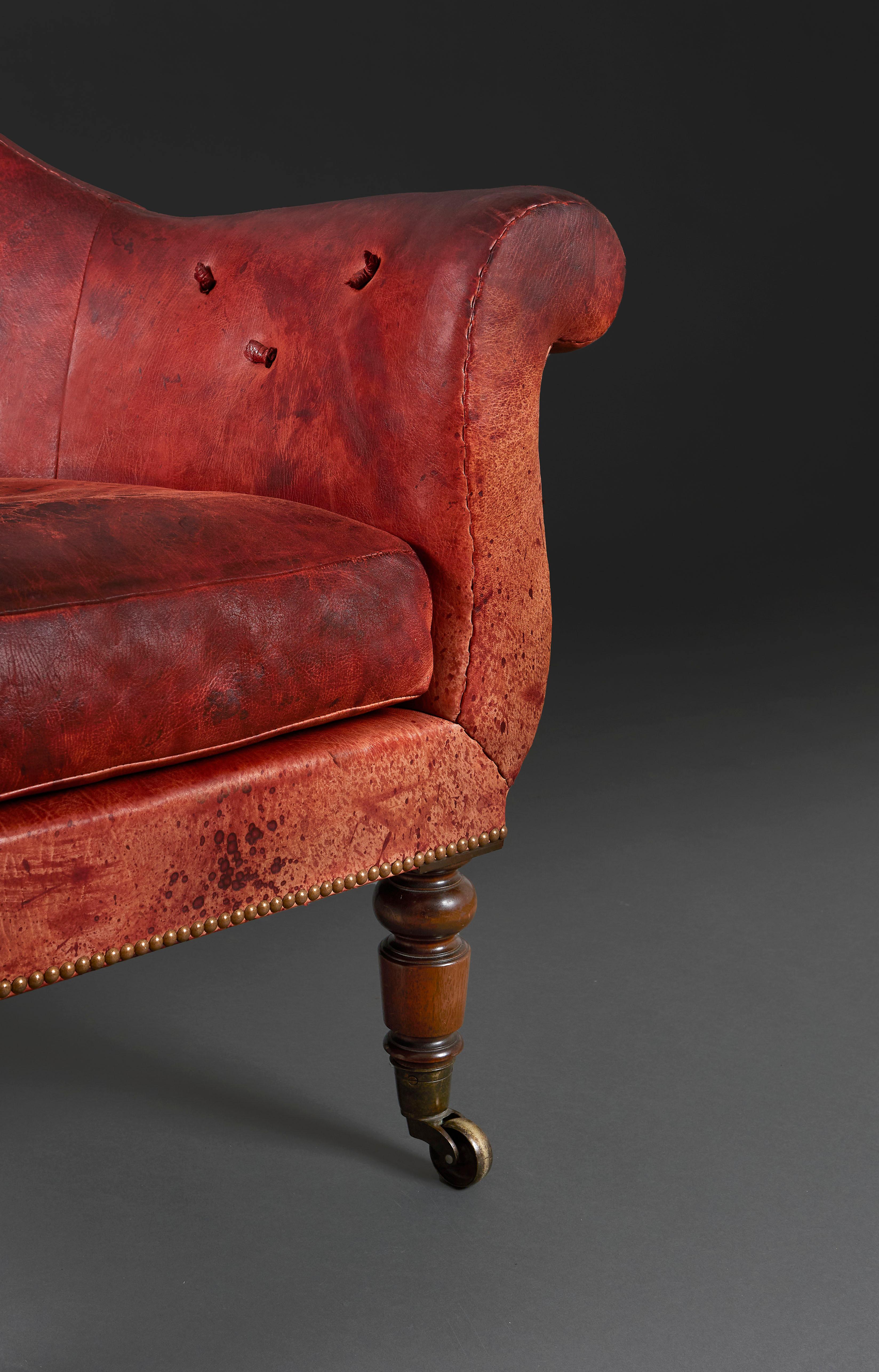 20th Century An overscale William IV style red library armchair  For Sale