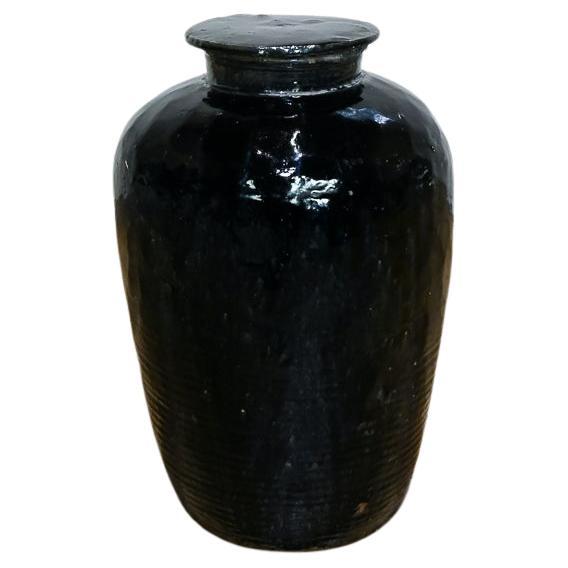 19th Century Chinese  Ceramic Rice Wine Jar - With Cover For Sale