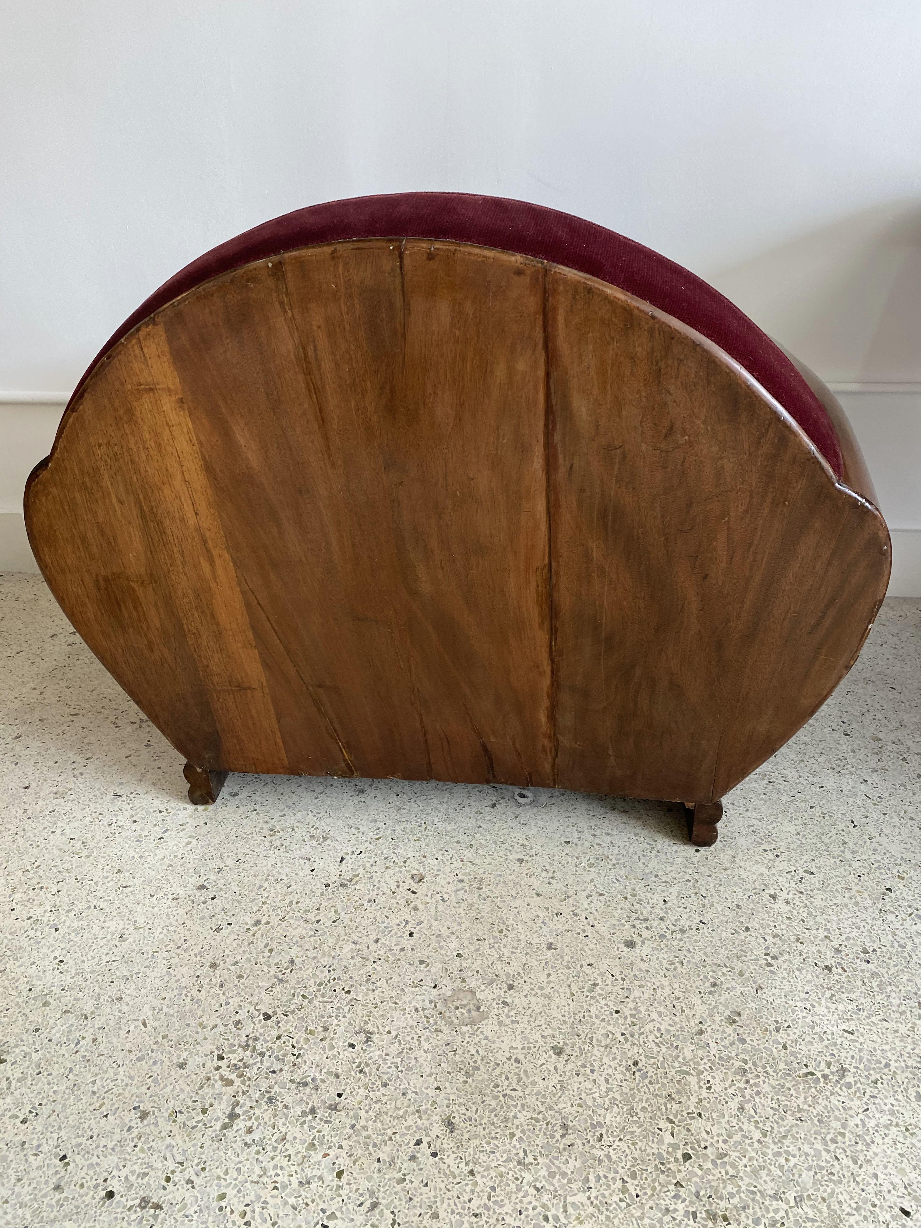 Oversized French Mahogany Art Deco Club Chair In Good Condition In Hollywood, FL