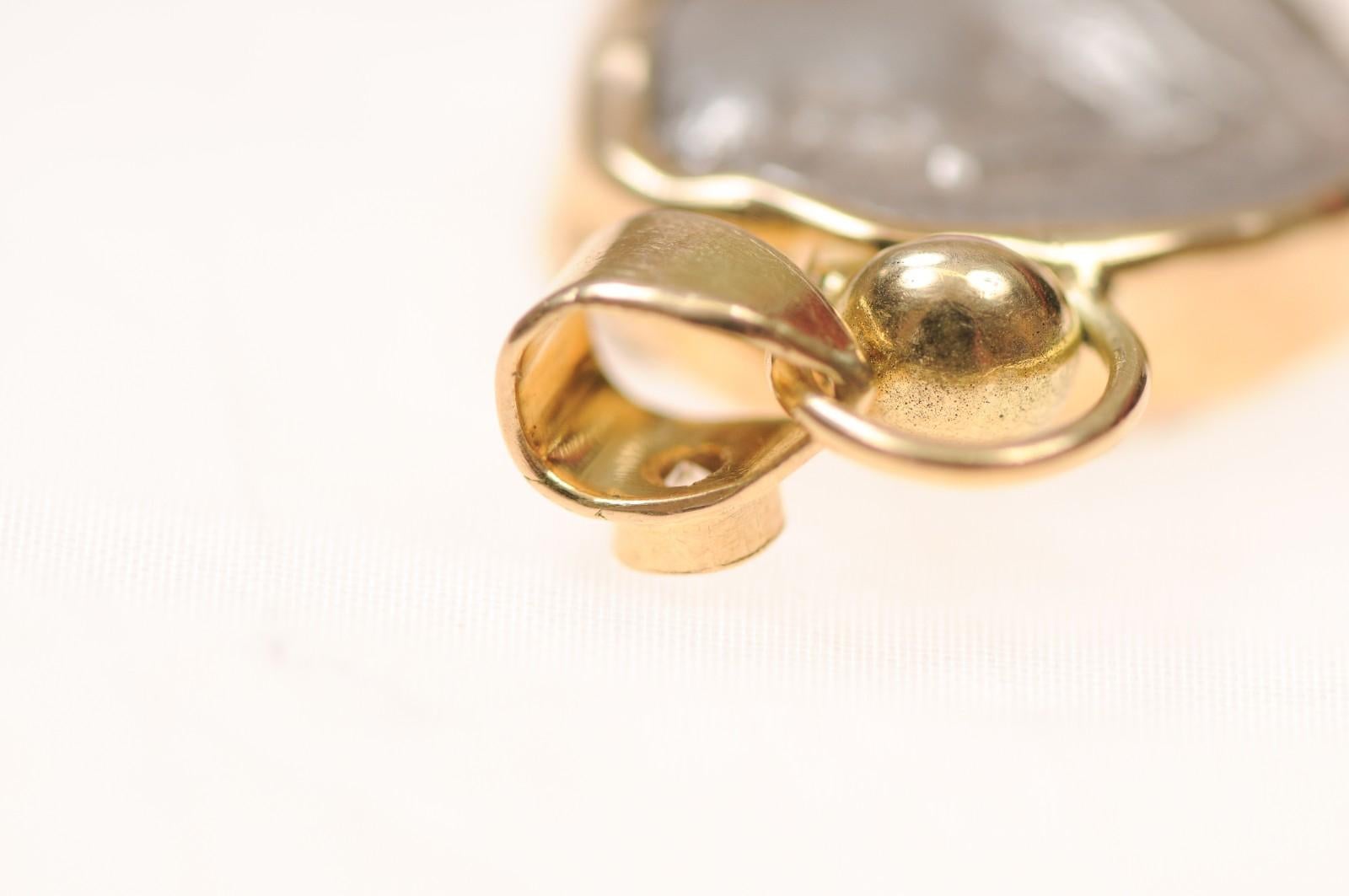 An Owl [coin] Pendant with Round Diamond in 18 karat gold For Sale 10