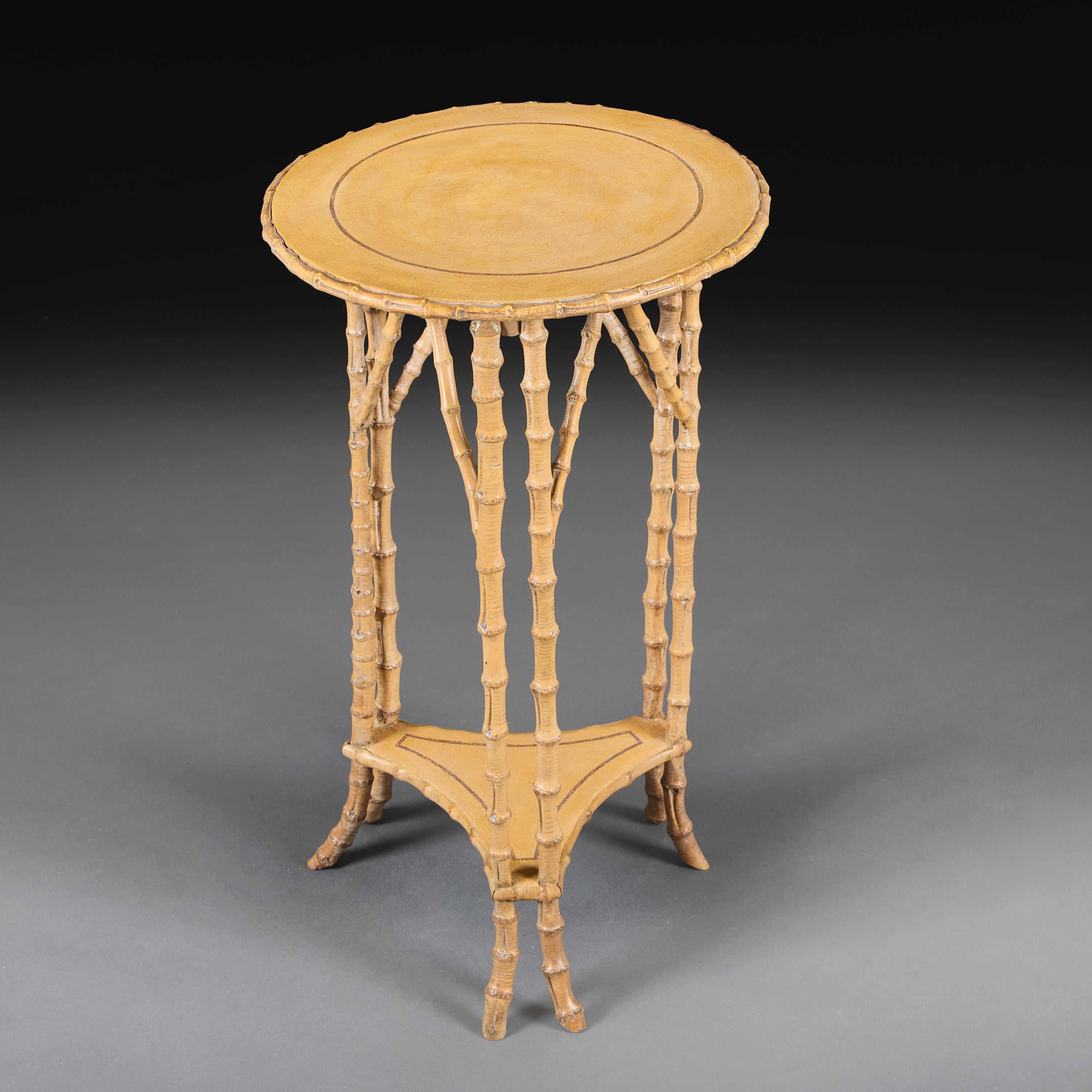 English An Painted Edwardian Bamboo Occasional Table For Sale