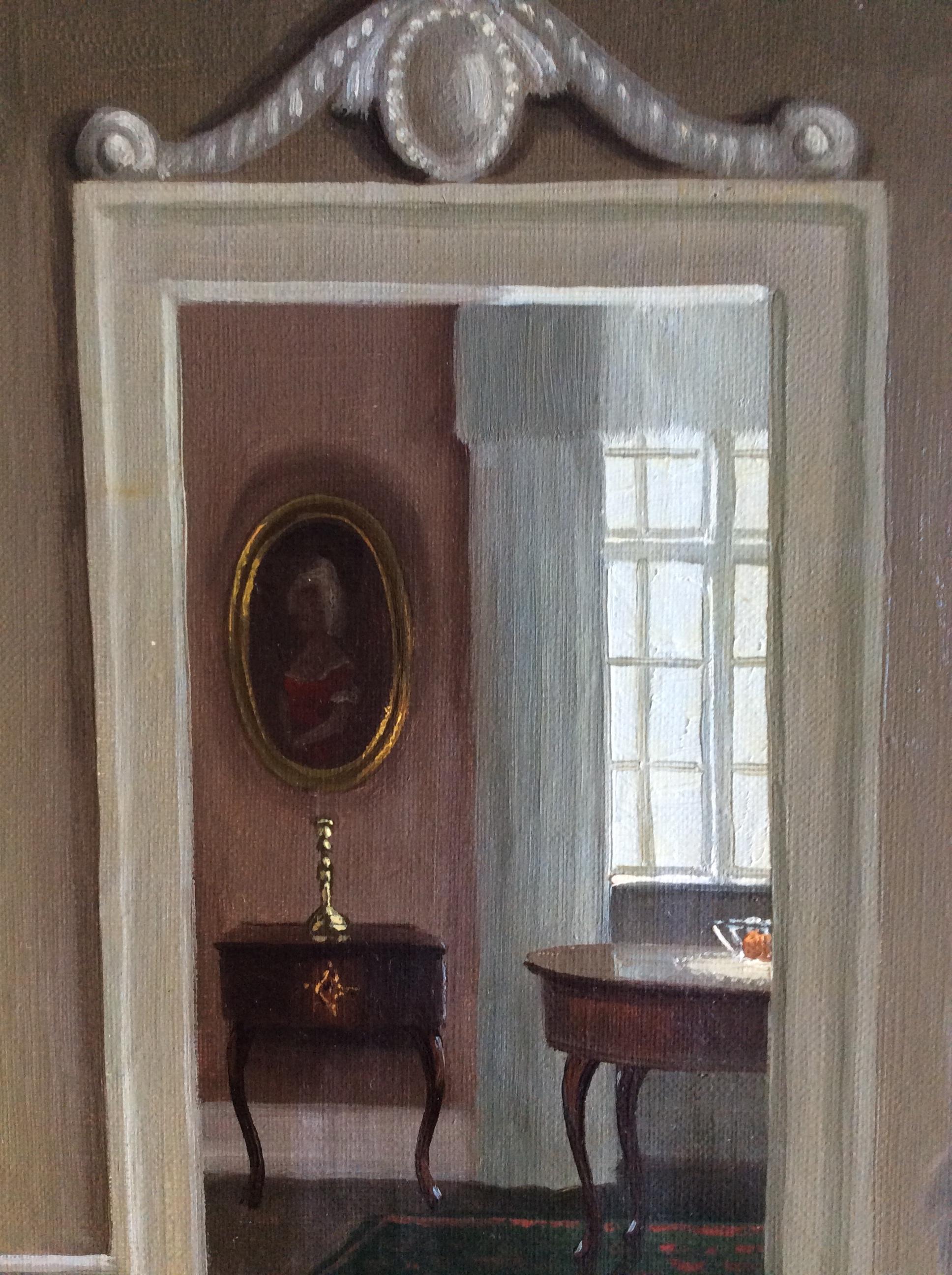 An painting interior from living room sig. C.Birkso size incl. frame W 45, H 55 cm, without frame W 38, H 48 cm.