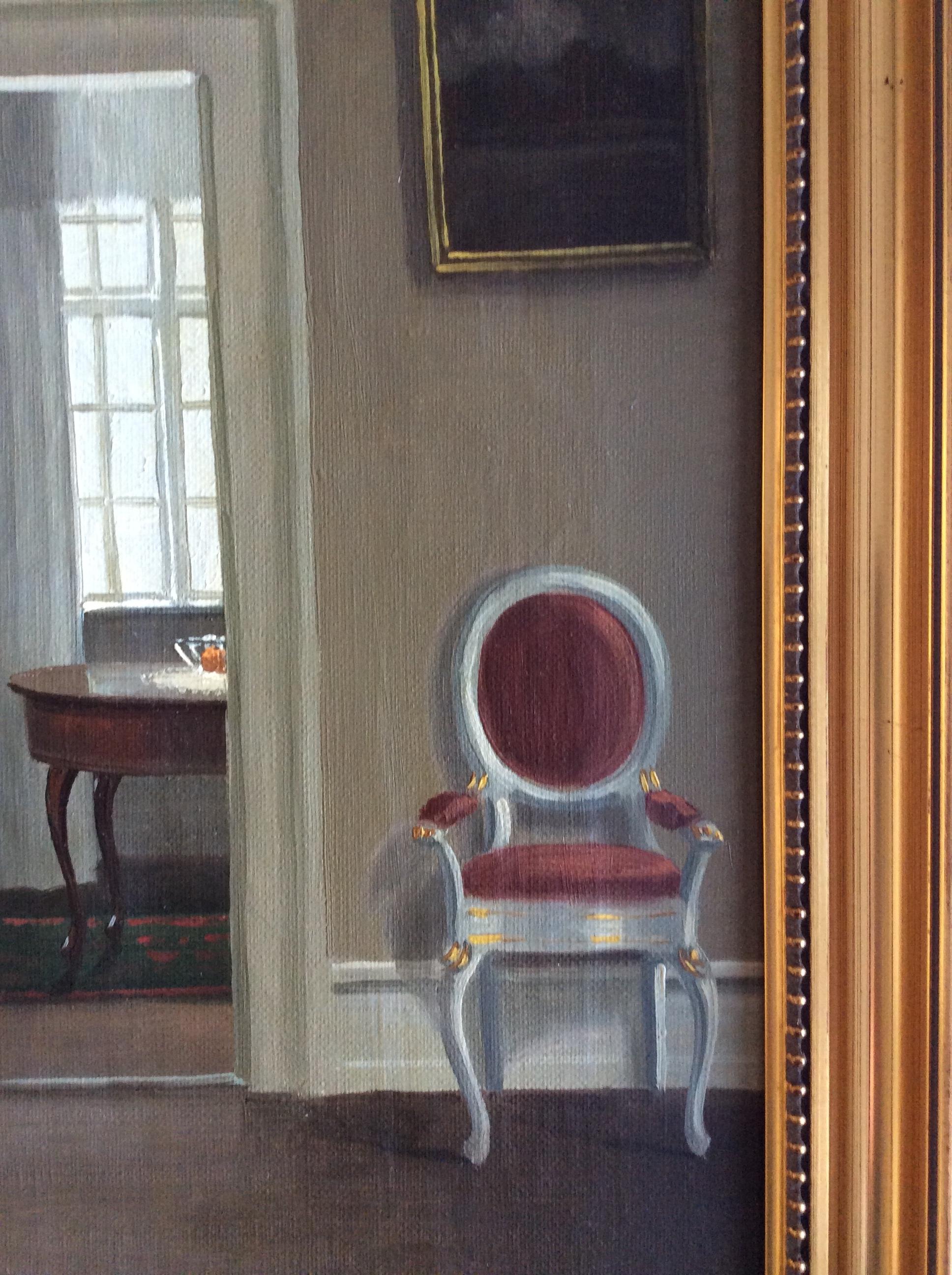 Empire Painting Interior from Livingroom Signed C.Birkso For Sale