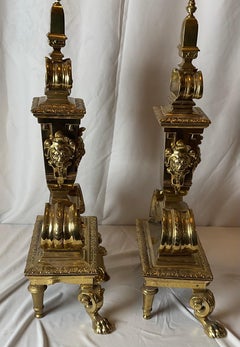An Pair of Brass Georgian Style Andirons