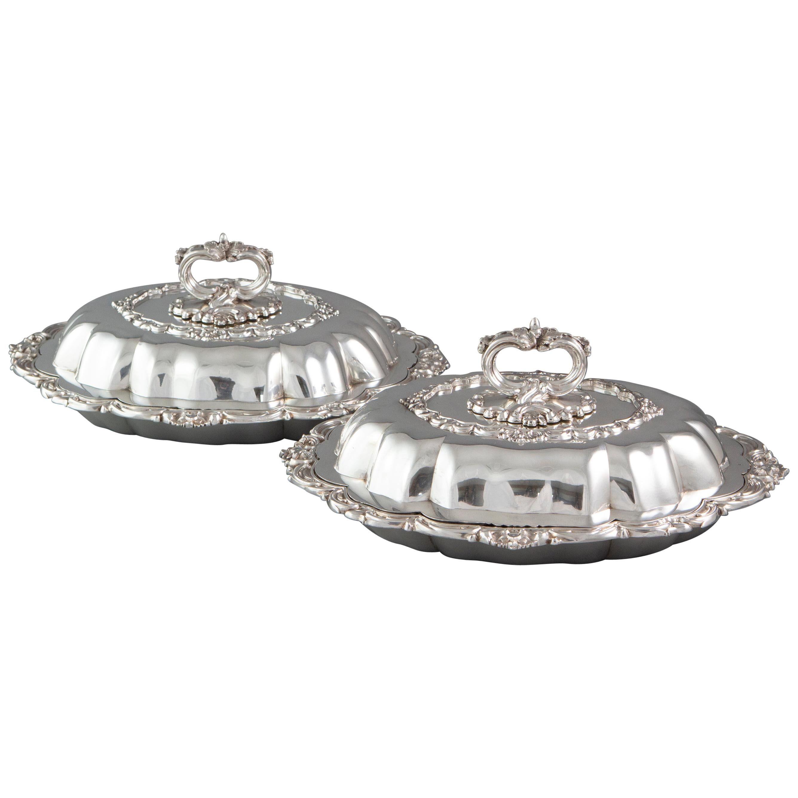 Pair of William iv Silver Entree or Serving Dishes Birmingham 1836 For
