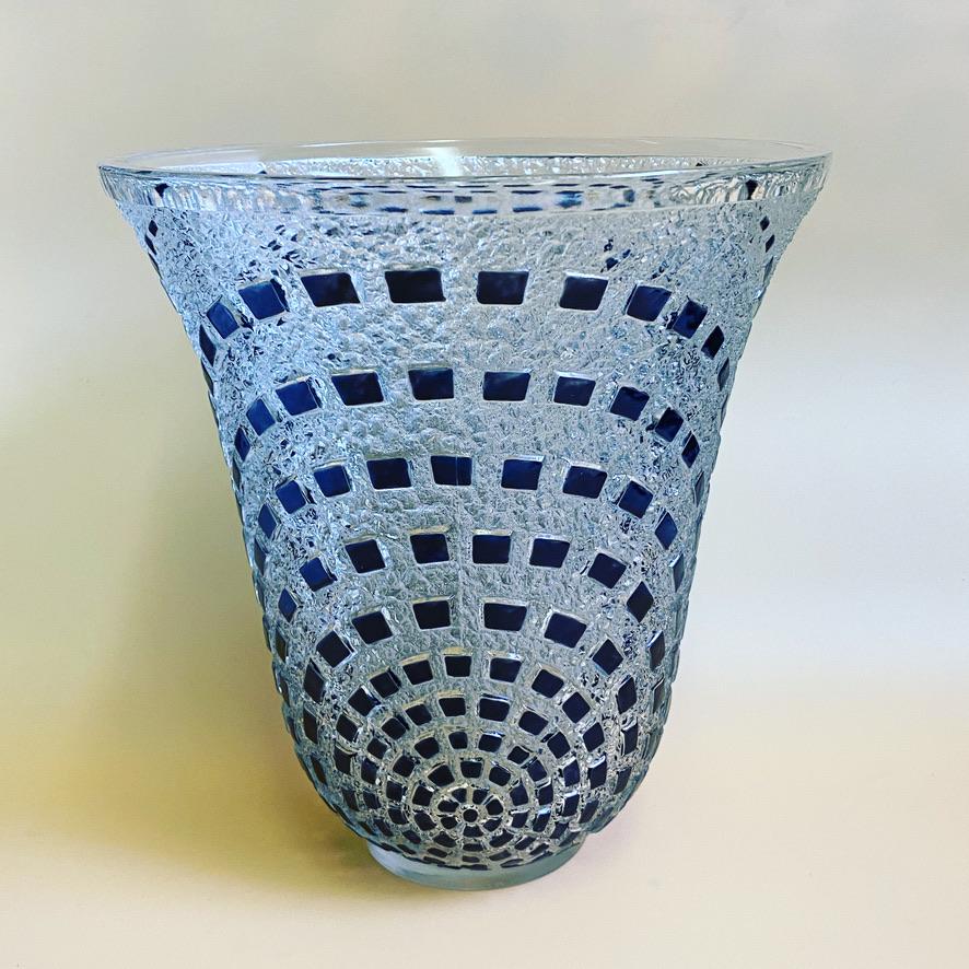 Rene Lalique Art Deco Enameled Damiers Glass Vase 4