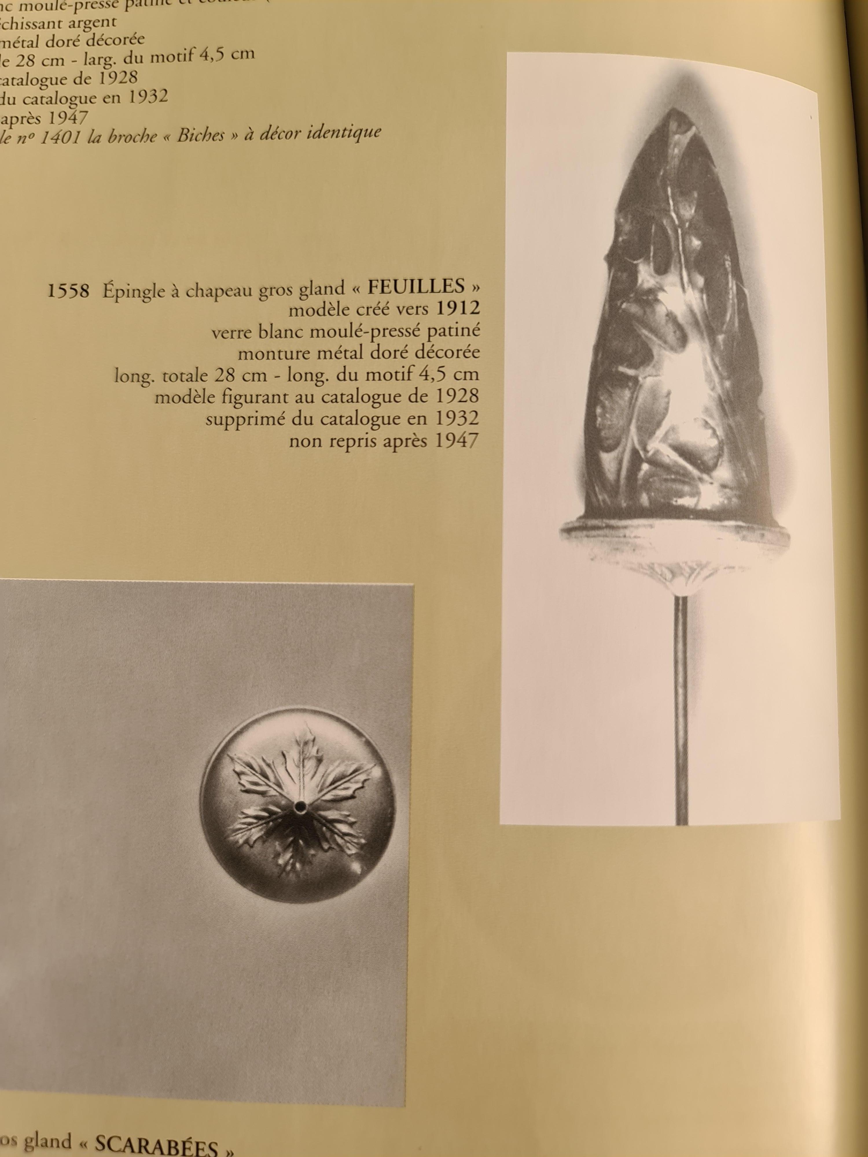 René Lalique Glass Hatpin, circa 1912 1