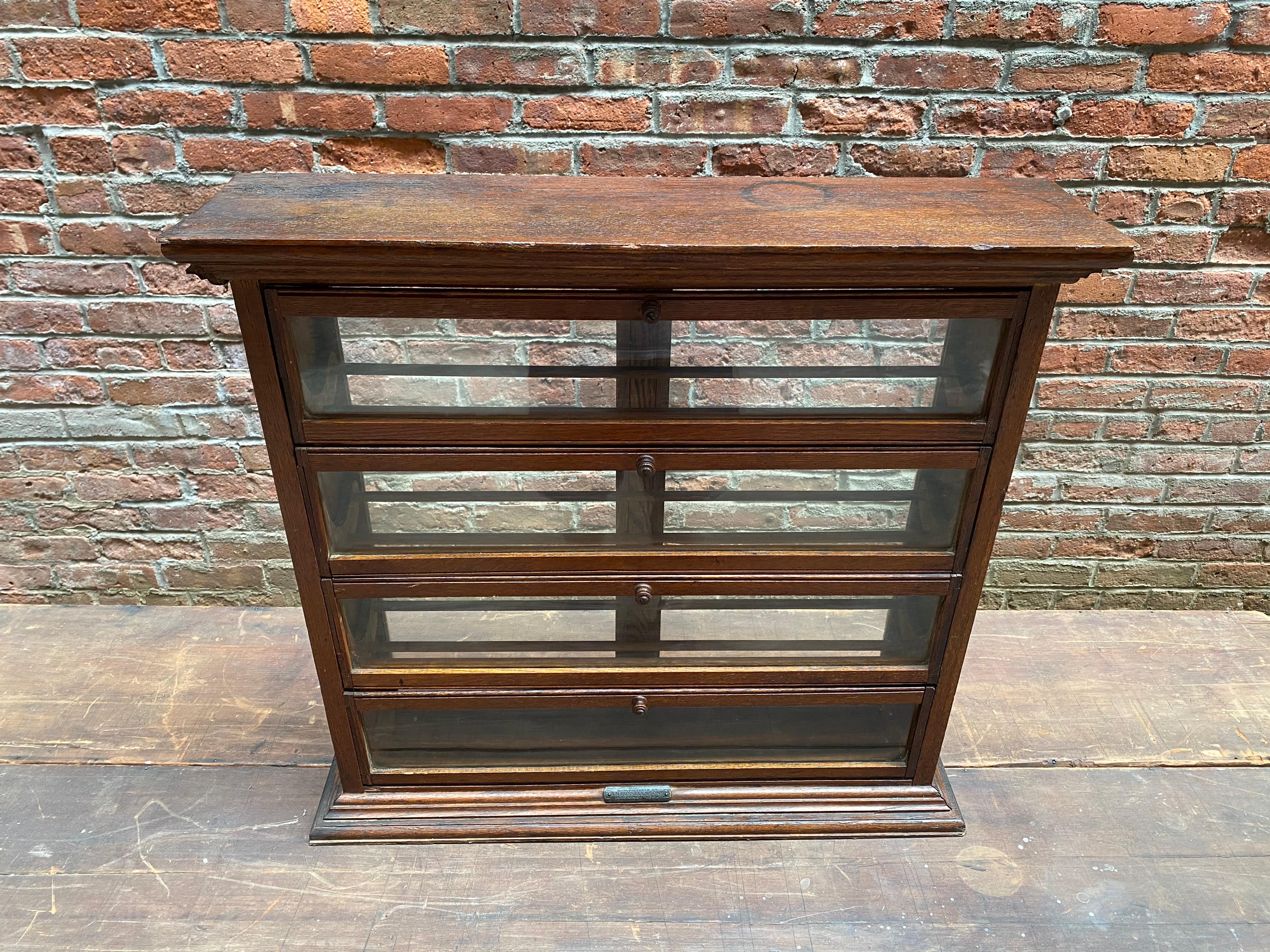 Industrial a. N. Russell and Sons Oak and Glass Display Cabinet