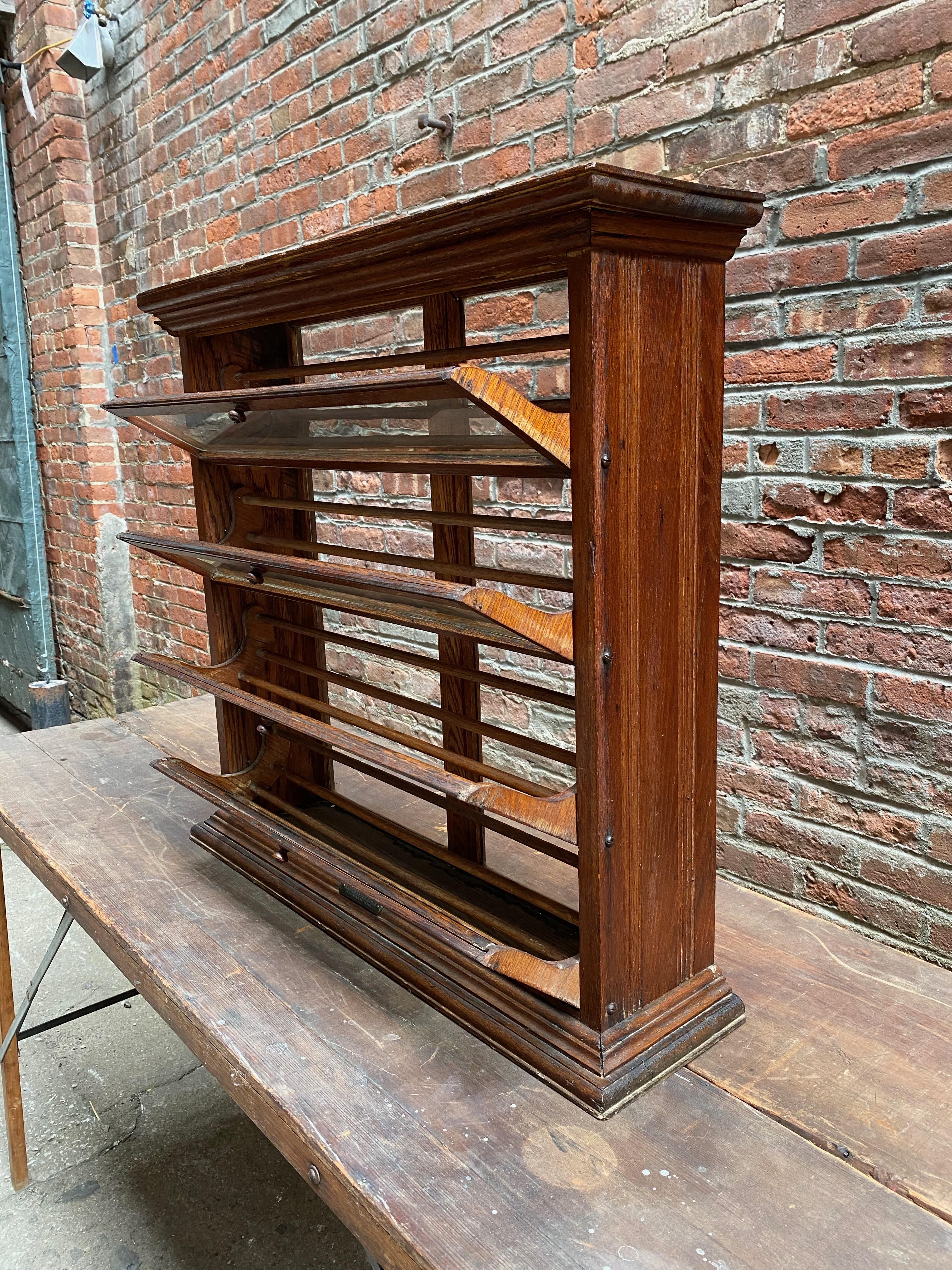 19th Century a. N. Russell and Sons Oak and Glass Display Cabinet