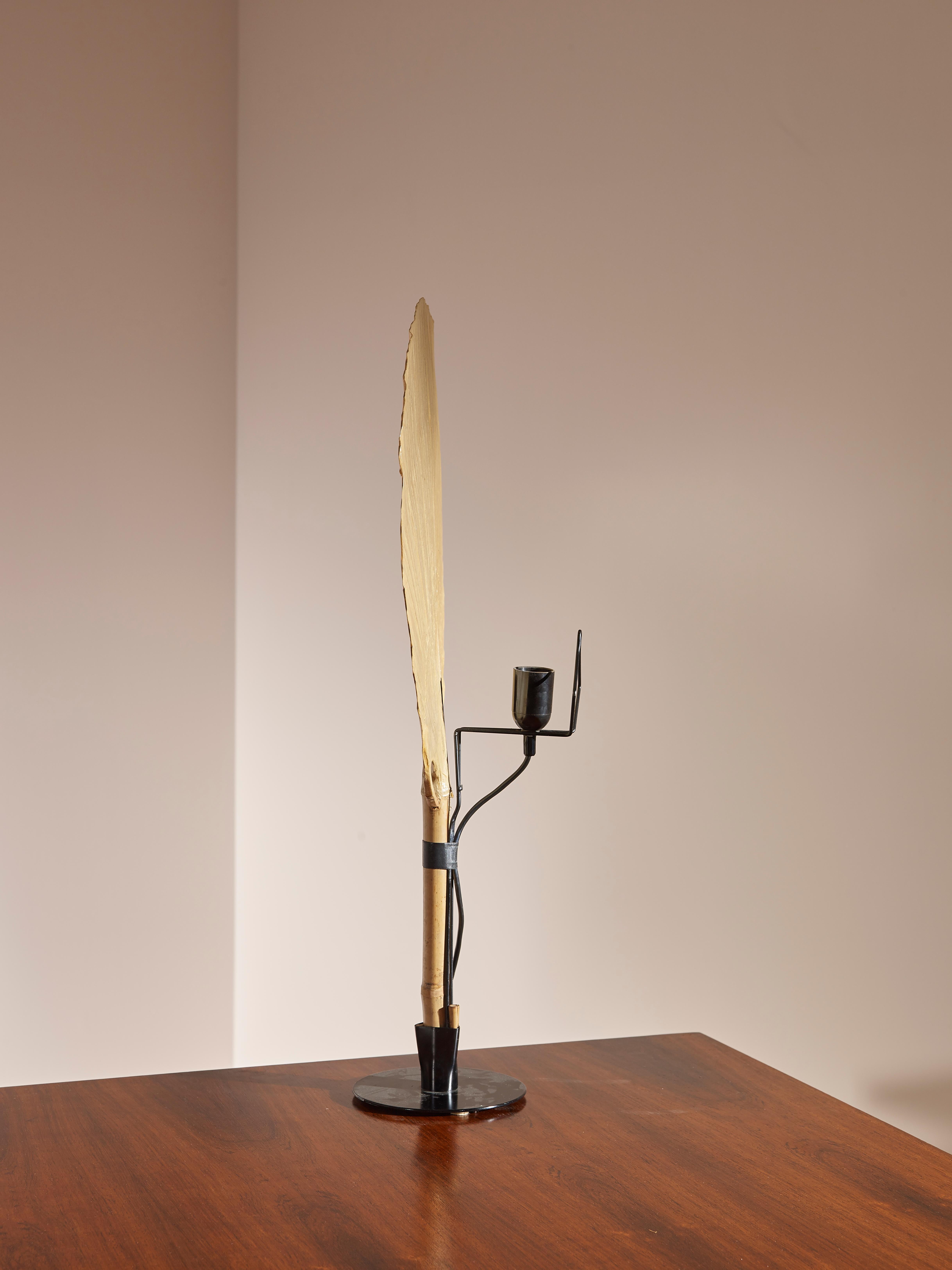 Bamboo ‘Uchiwa’ Table Lamp by Ingo Maurer for M Design, Germany, 1977