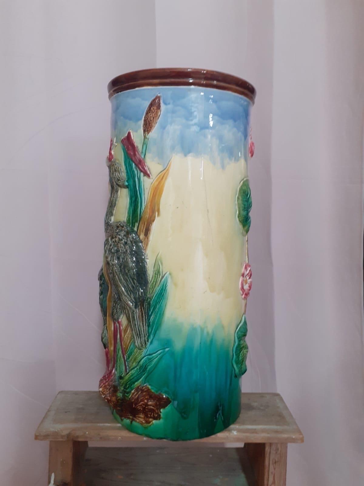 Art Nouveau An umbrella stand in barbotine For Sale