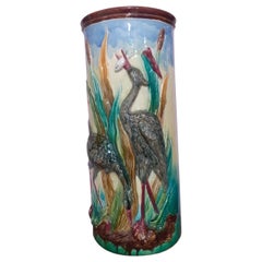An umbrella stand in barbotine