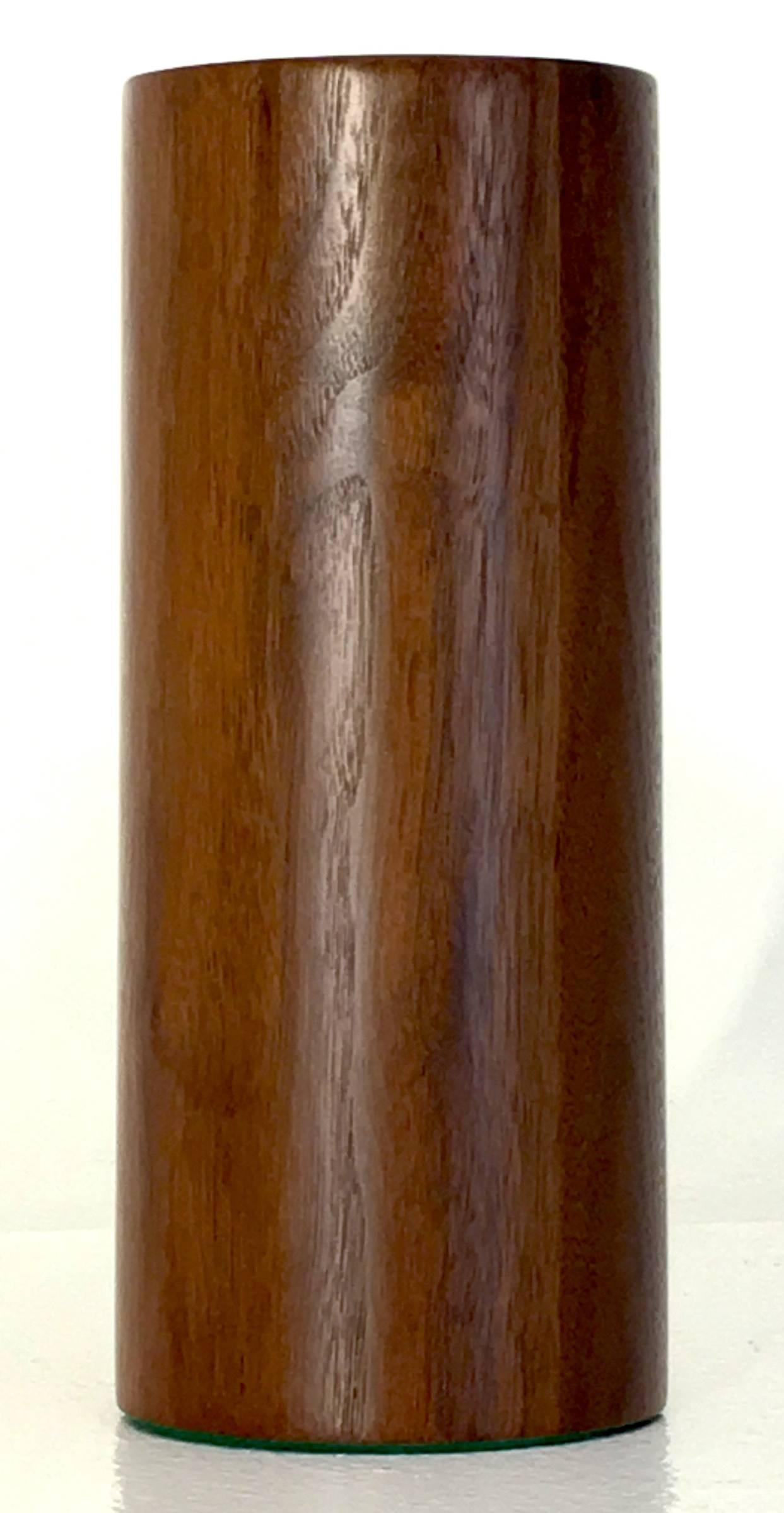 USA, circa 1970
Walnut
Measure: 9.5 tall x 4 inches wide. Subtle tapering to top where it measures 3.75