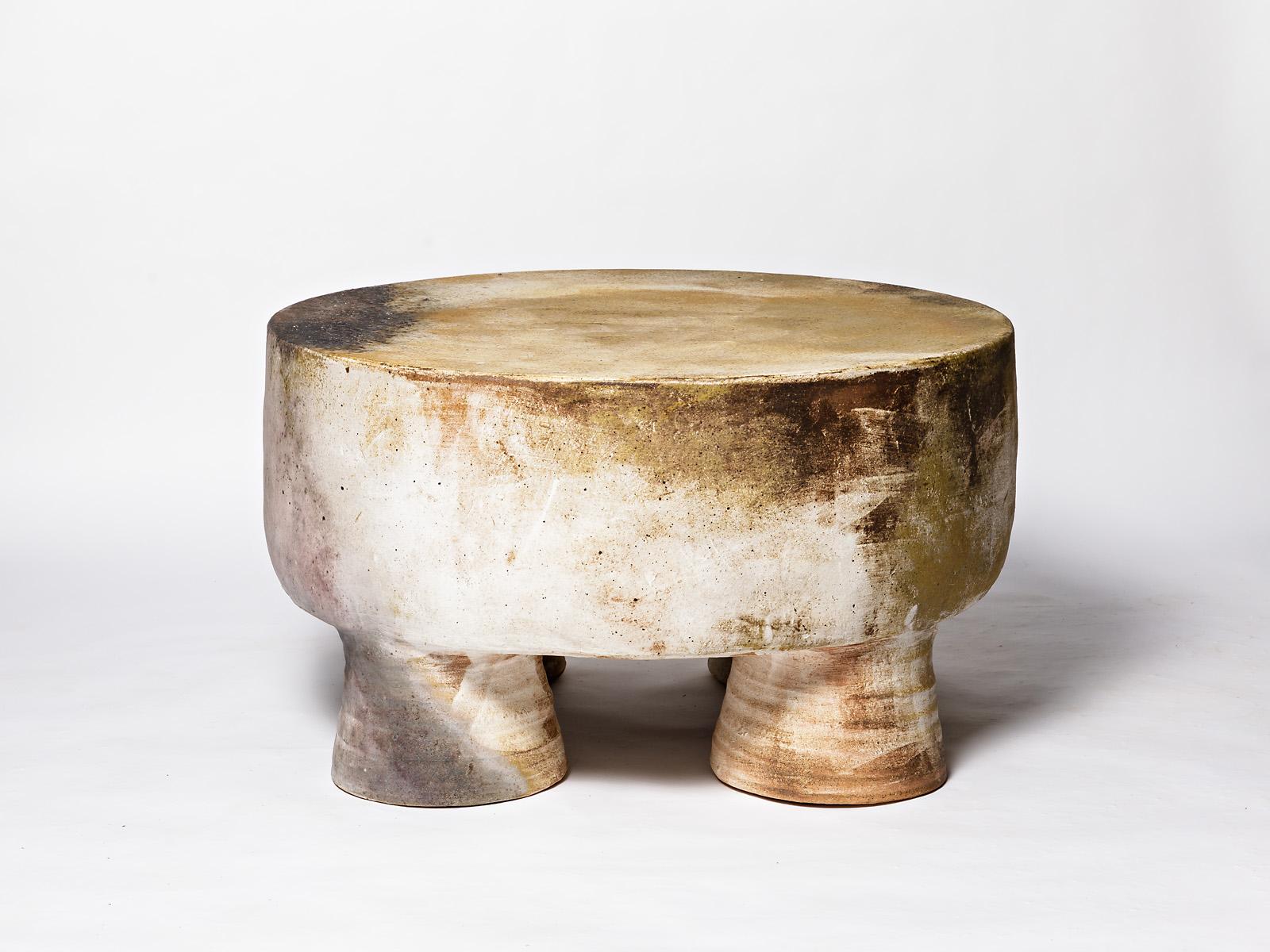 Ceramic Unique and Exceptionnel Coffee Table by Mia Jensen, Wood Firing, 2022