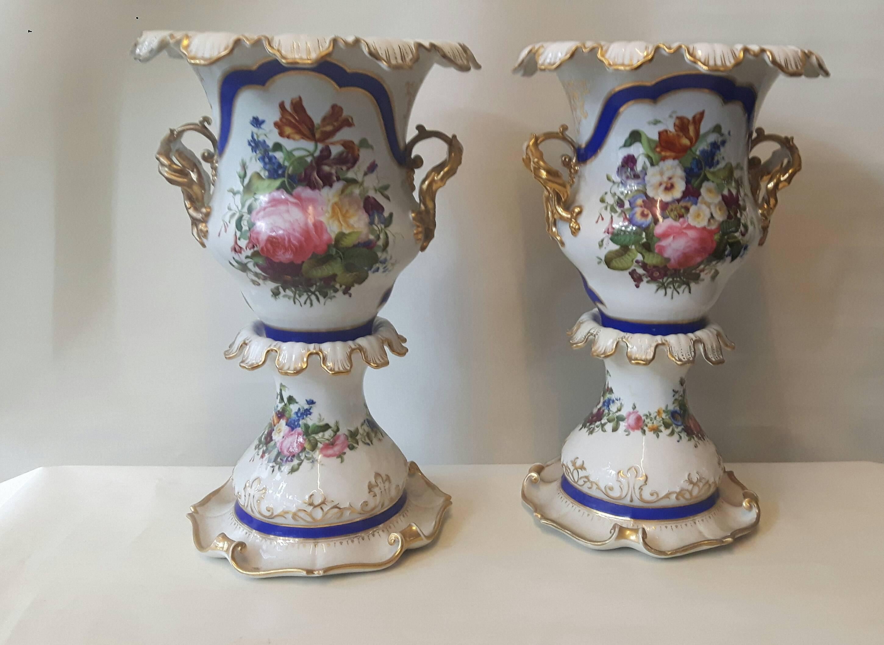 Neoclassical Unusual Pair of 19th Century Paris Vases For Sale