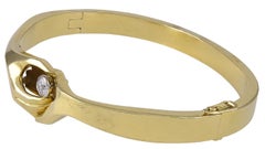 Unusual 18 Karat Gold and Diamond Bangle by Puig Doria of Barcelona