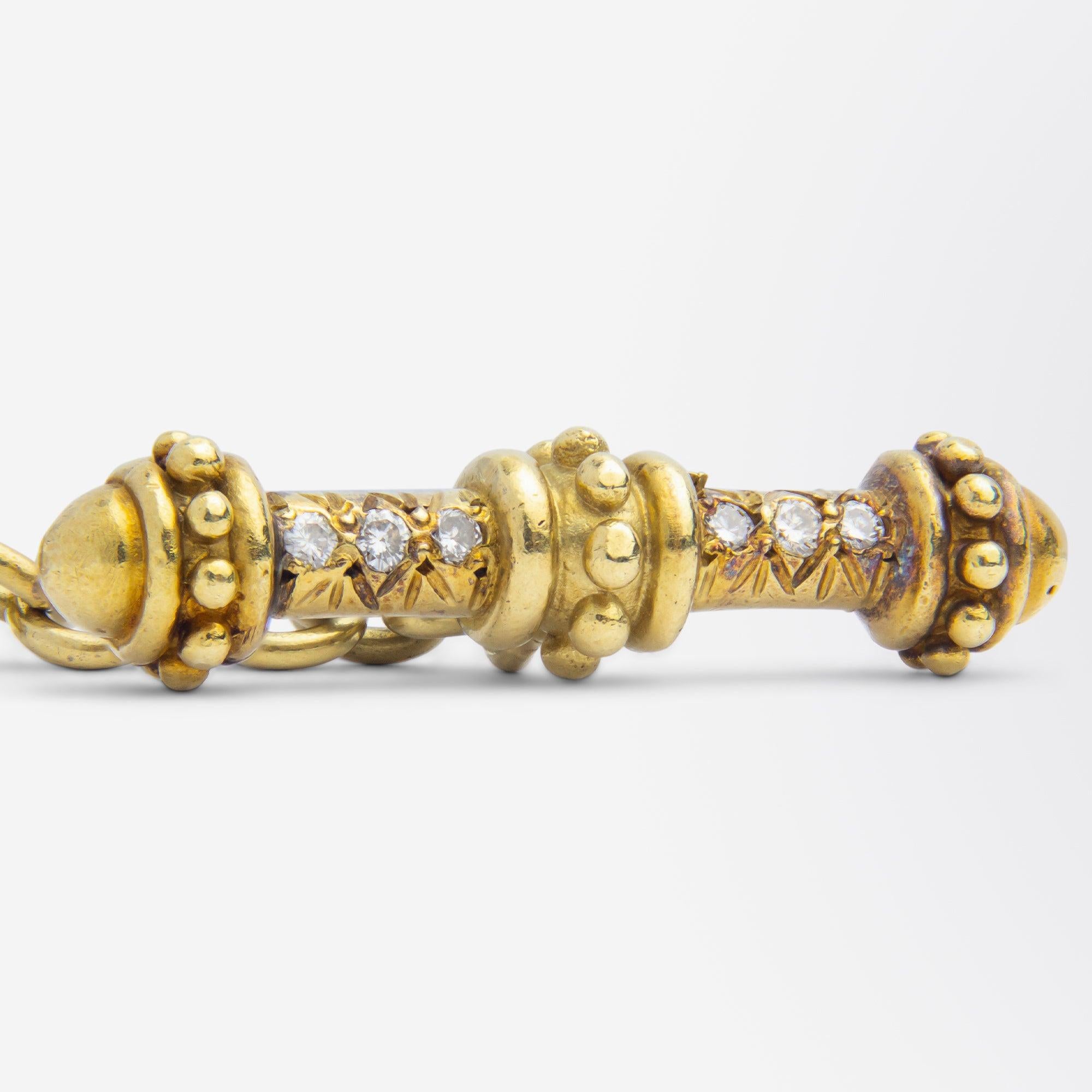Unusual 18 Karat Yellow Gold, Diamond & Pearl Bracelet In Good Condition In Brisbane, QLD