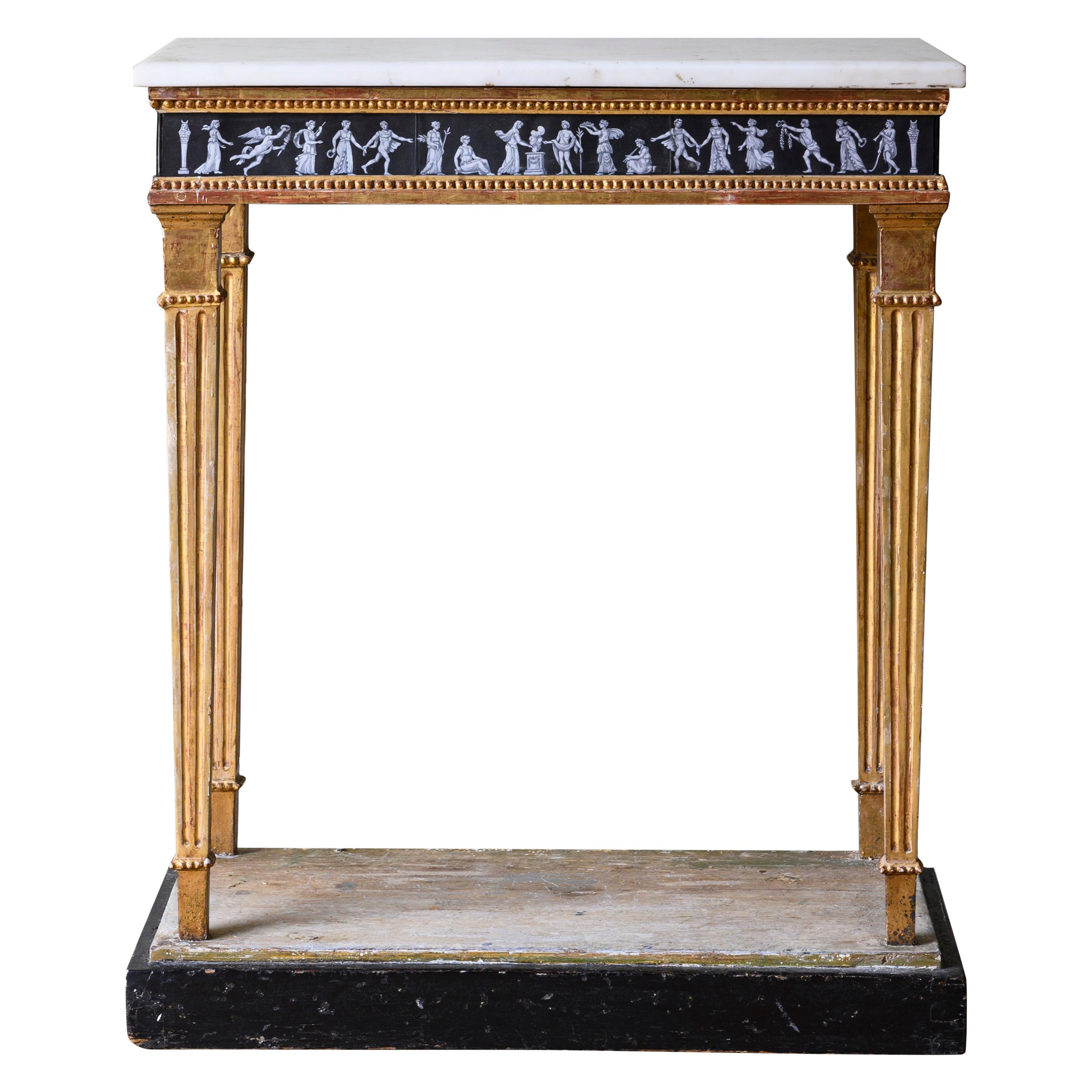 Table console gustavienne inhabituelle du 19ème siècle