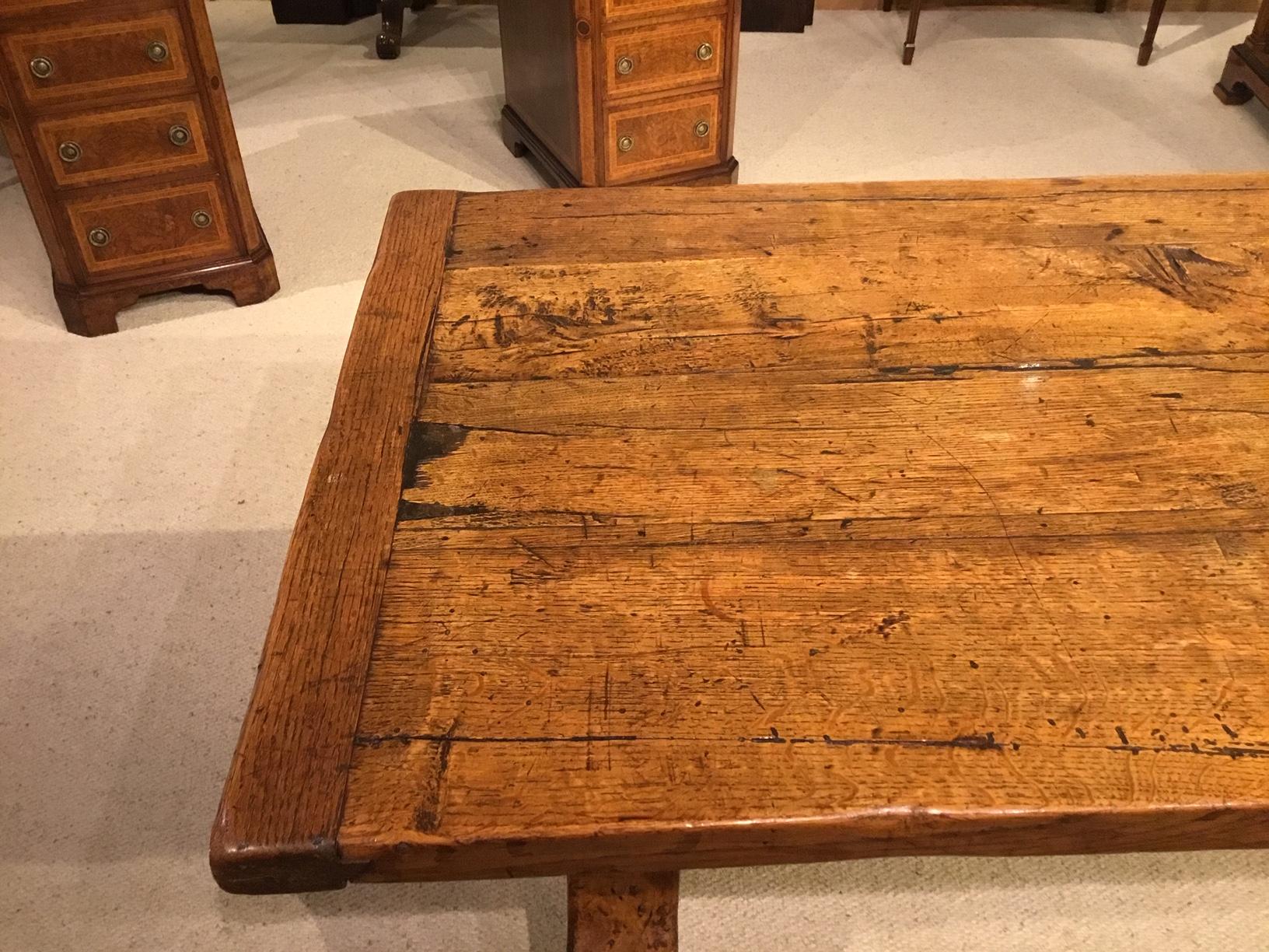 Unusual 19th Century Primitive Trestle End Dining Table For Sale 8