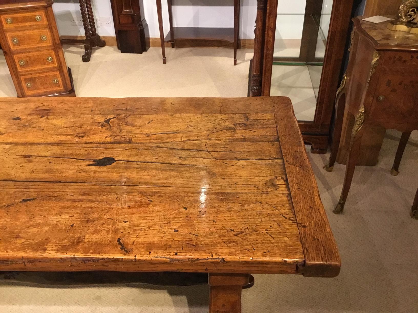 Unusual 19th Century Primitive Trestle End Dining Table For Sale 9