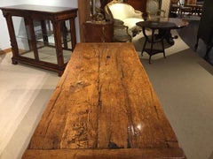 Unusual 19th Century Primitive Trestle End Dining Table