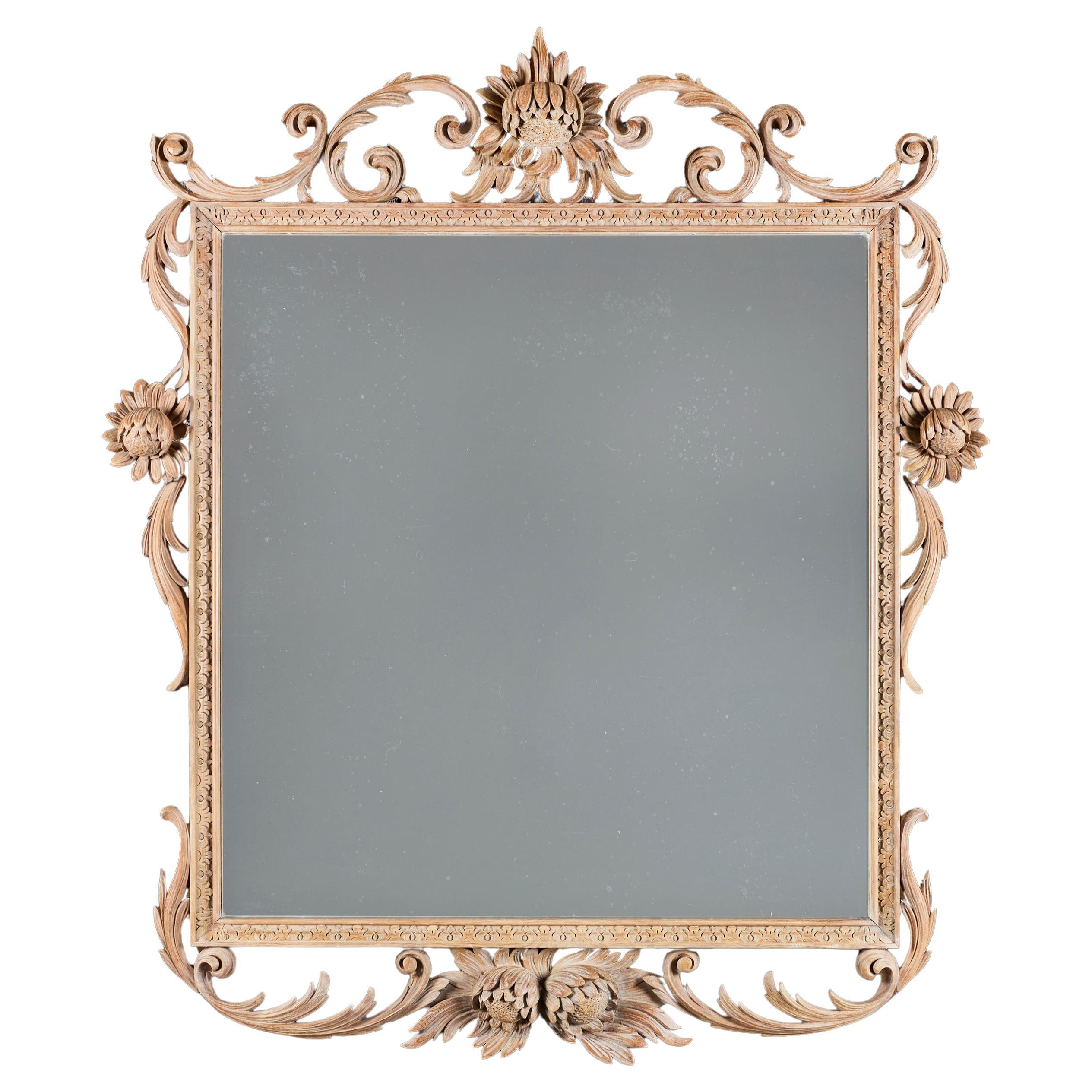 Miroir à tournesol en pin sculpté du 20e siècle en vente