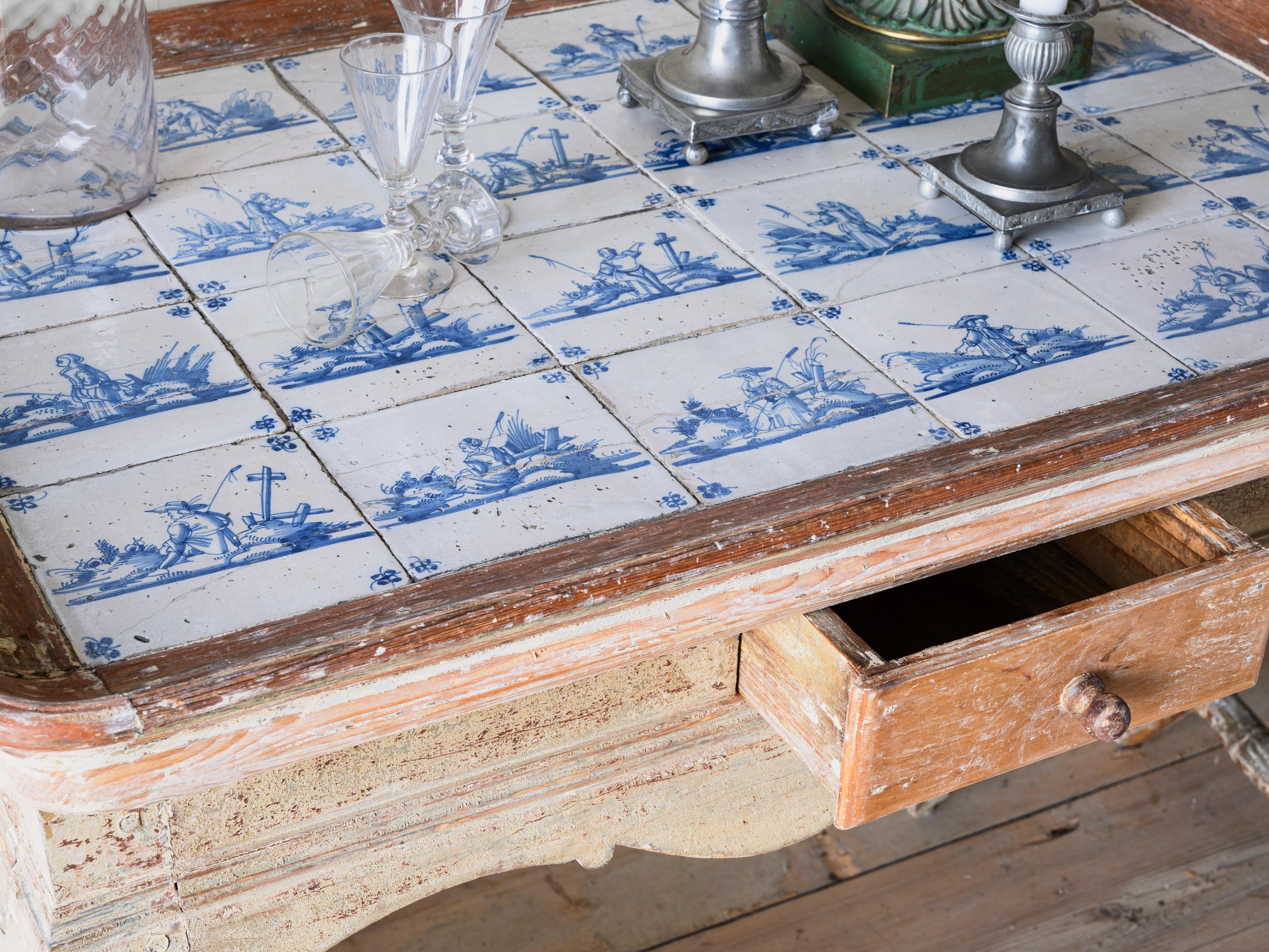 Hand-Crafted Unusual and Delightful 18th Century Rococo Tile Tray Table