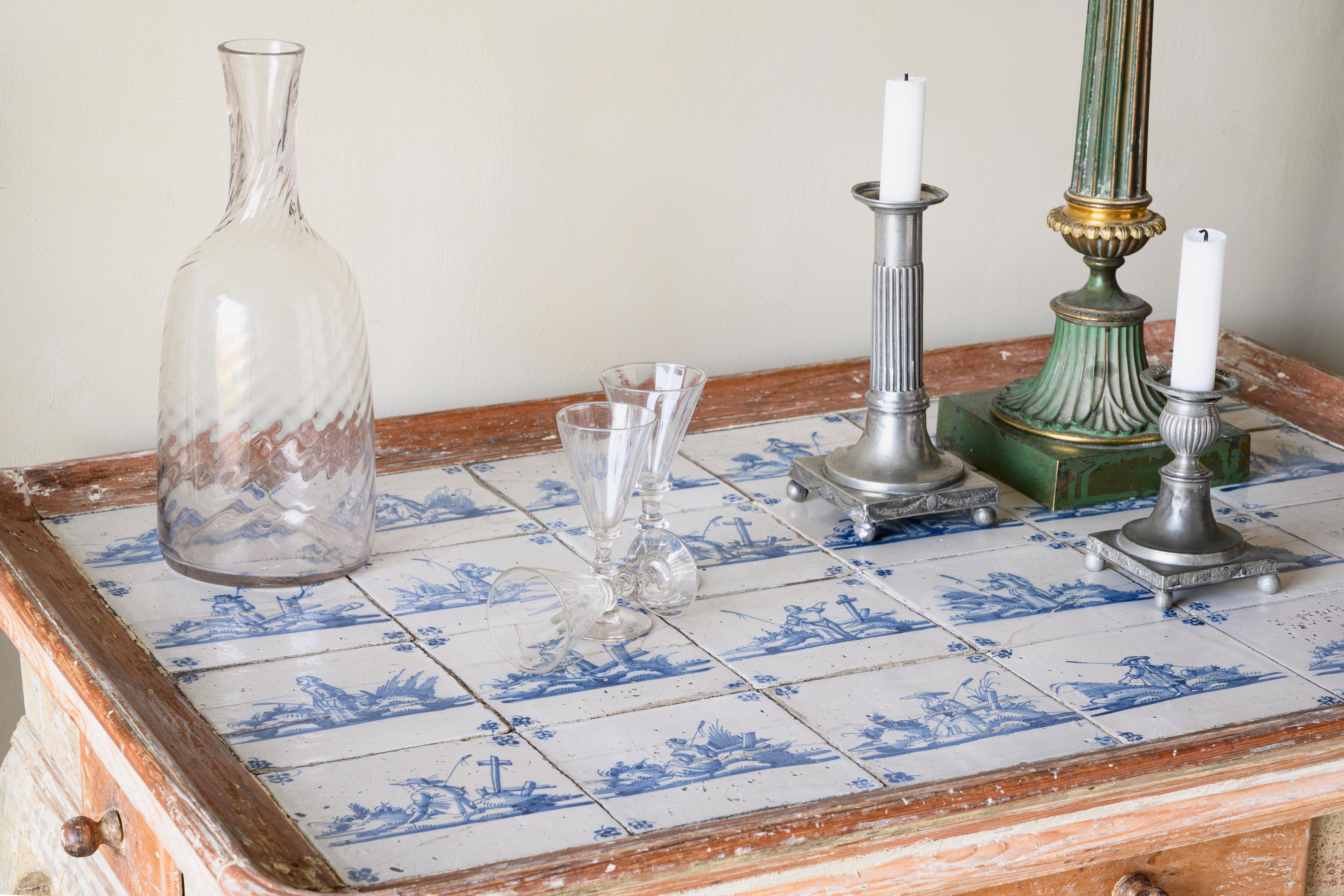 Wood Unusual and Delightful 18th Century Rococo Tile Tray Table