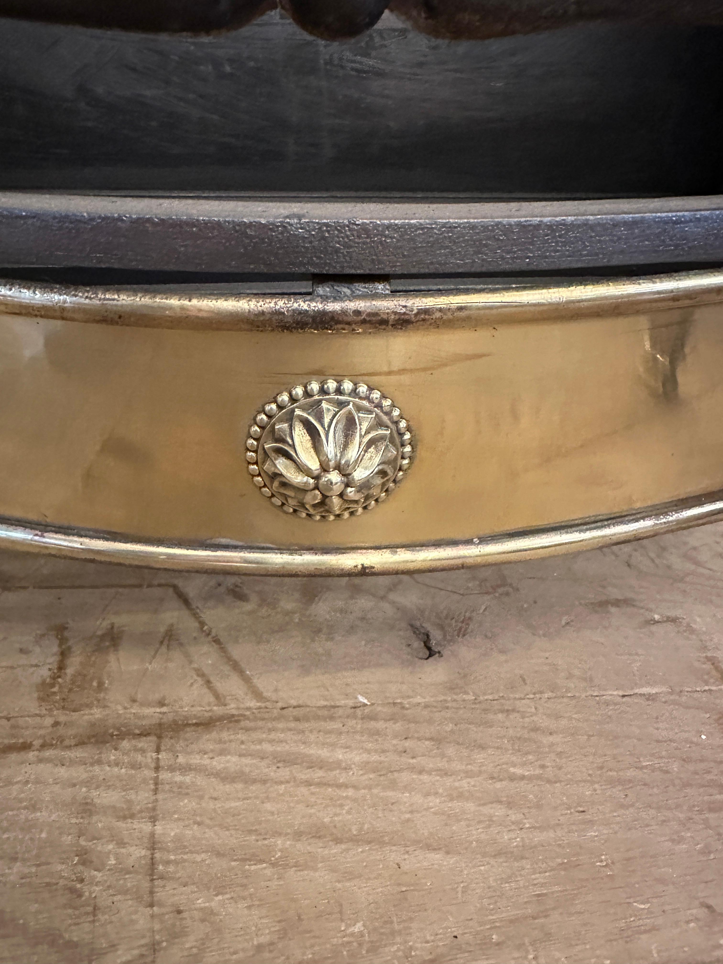 An Unusual Antique English  Brass Fire Grate For Sale 1