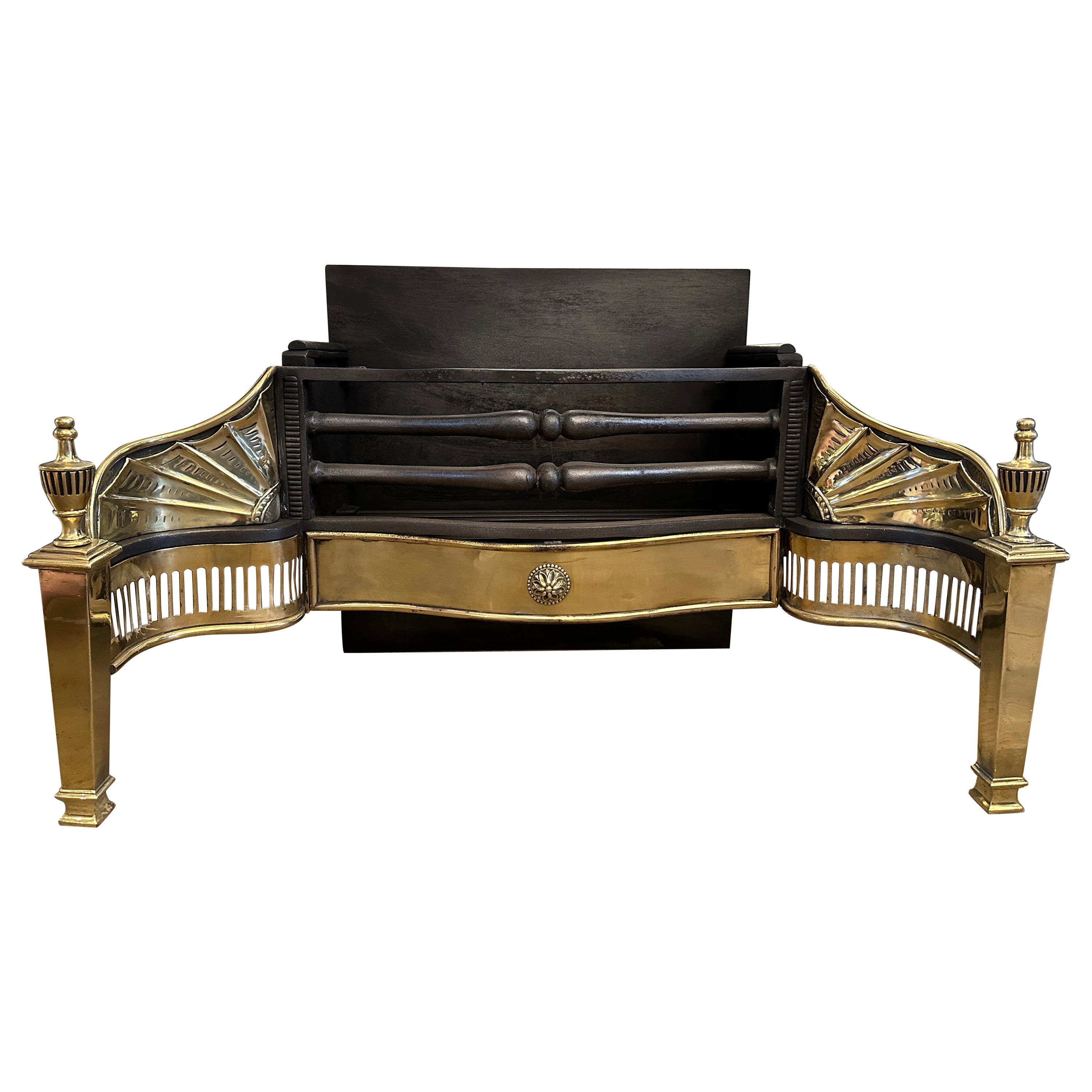 An Unusual Antique English  Brass Fire Grate