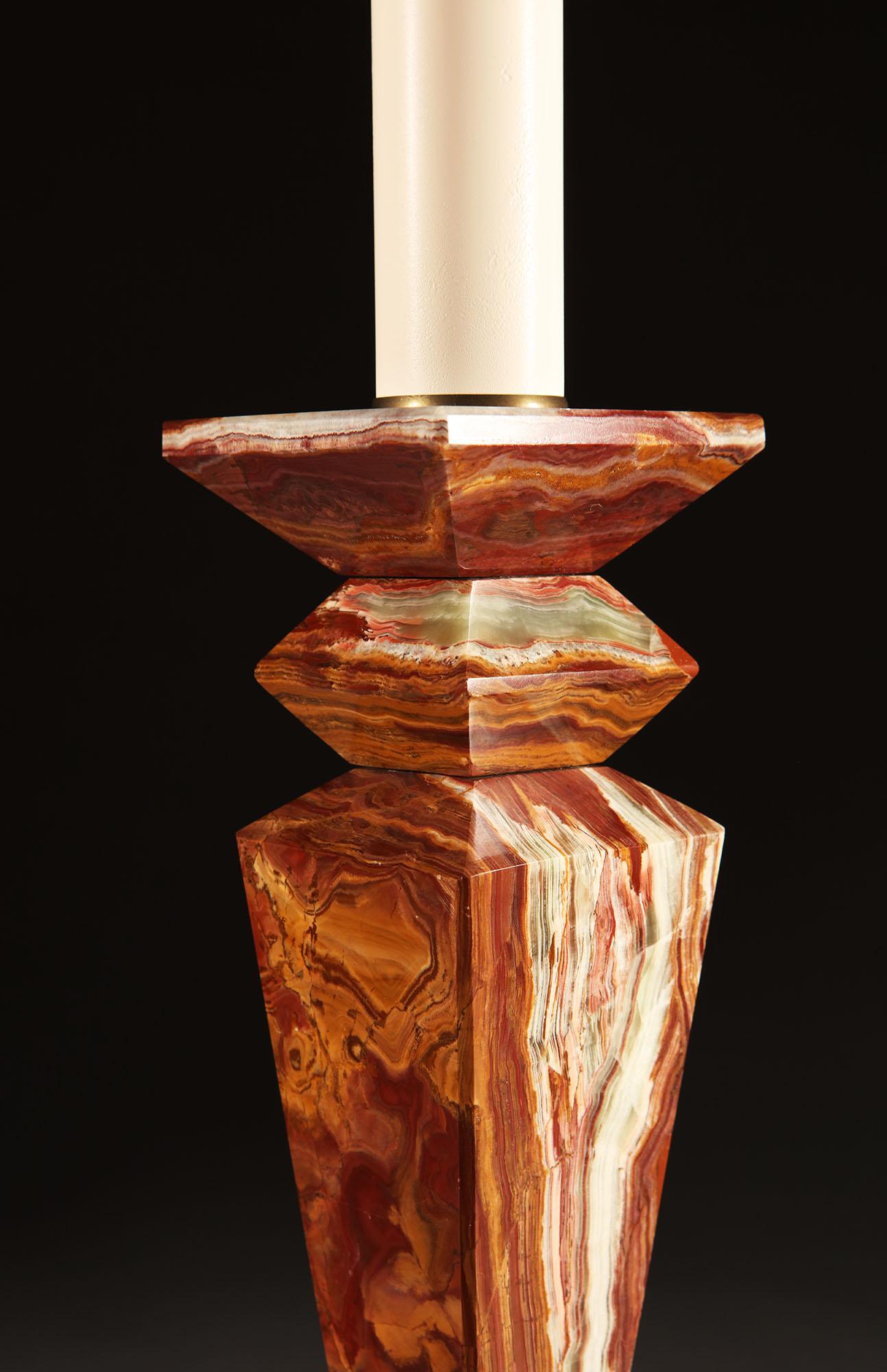 Unusual Art Deco Onyx Table Lamp with Geometric Form In Good Condition In London, GB