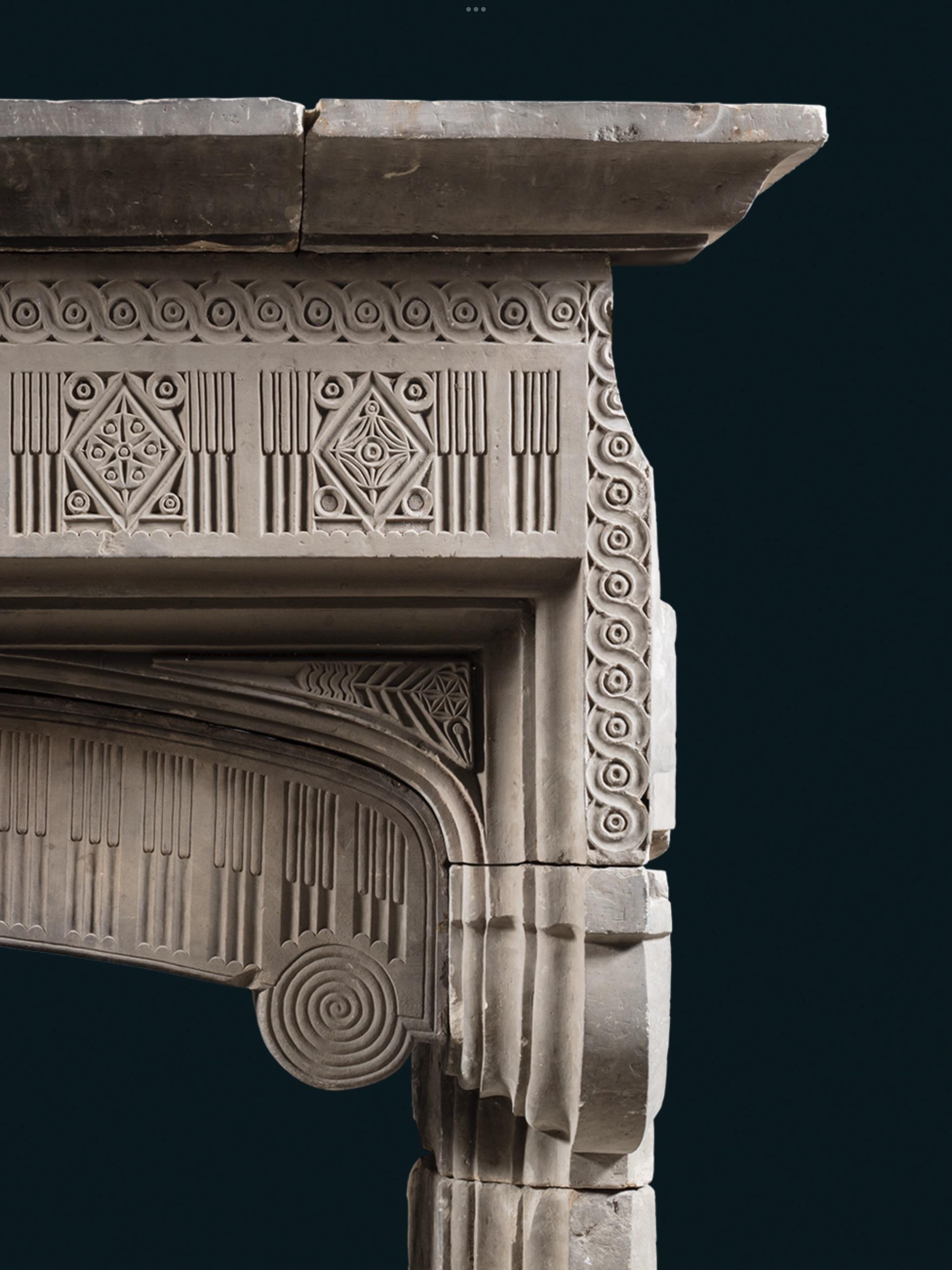 Elizabethan An Unusual & Behemoth 16th Century English Limestone Chimneypiece