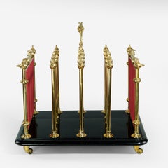 Unusual Brass Victorian Music Canterbury with Lyre Engraving