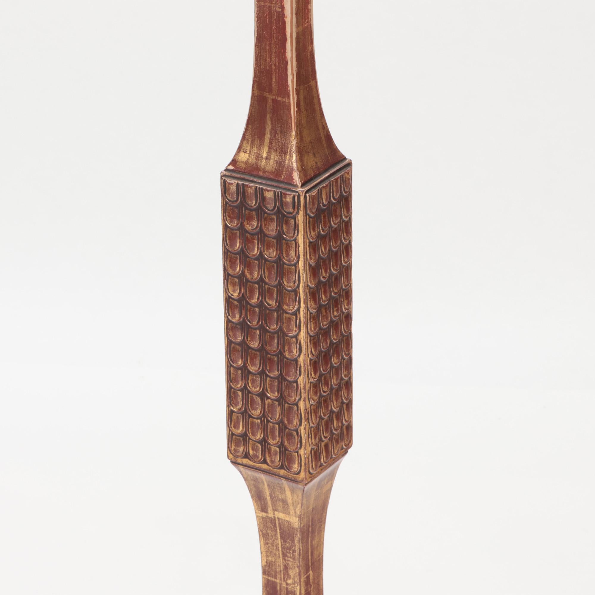 Unusual Carved and Gilt Wood Floor Lamp, circa 1950 In Good Condition For Sale In Philadelphia, PA