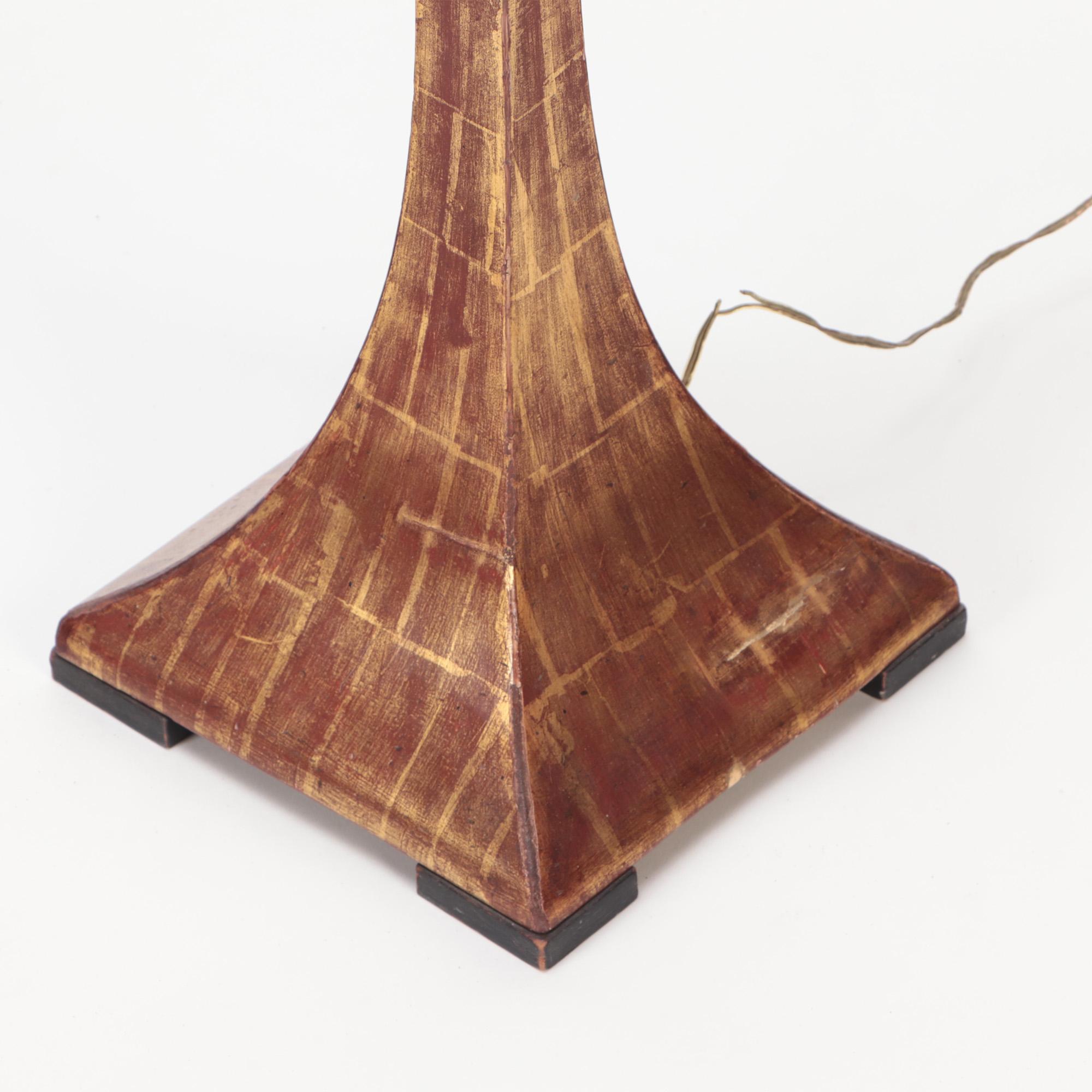 Mid-20th Century Unusual Carved and Gilt Wood Floor Lamp, circa 1950 For Sale