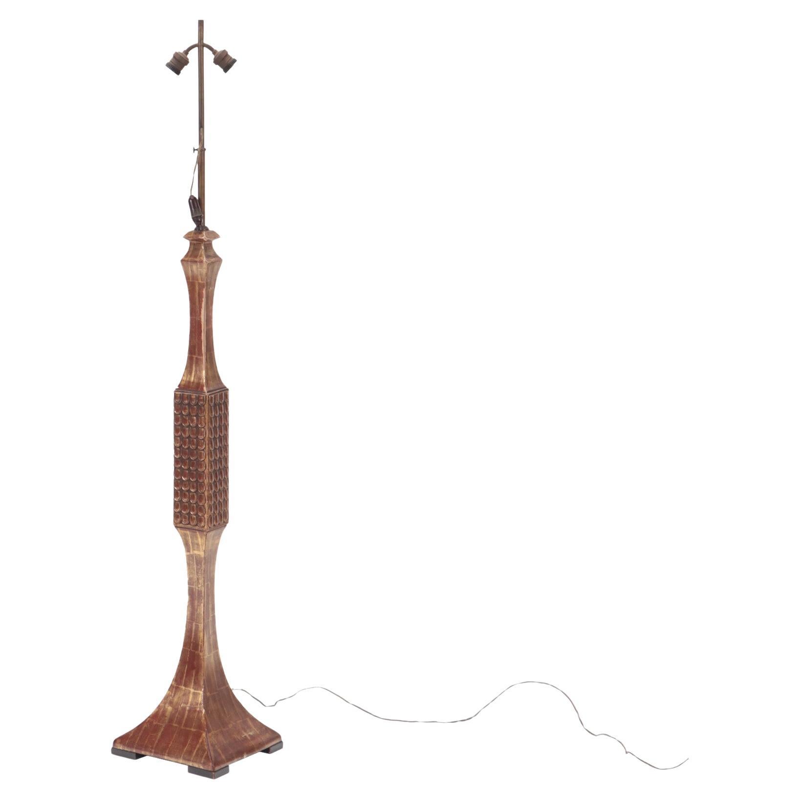 Unusual Carved and Gilt Wood Floor Lamp, circa 1950
