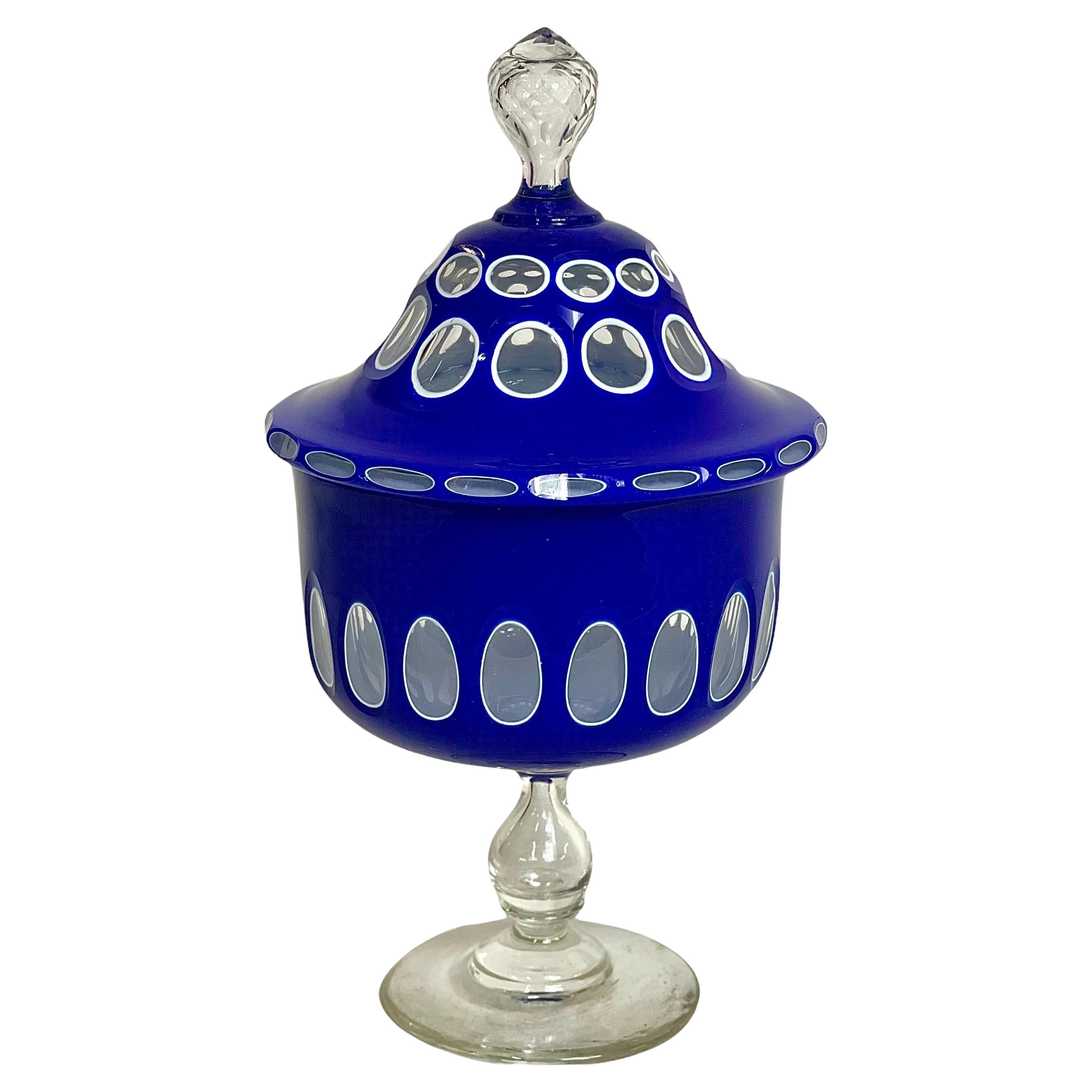 19th Century Cobalt-Blue Crystal 'Drageoir'